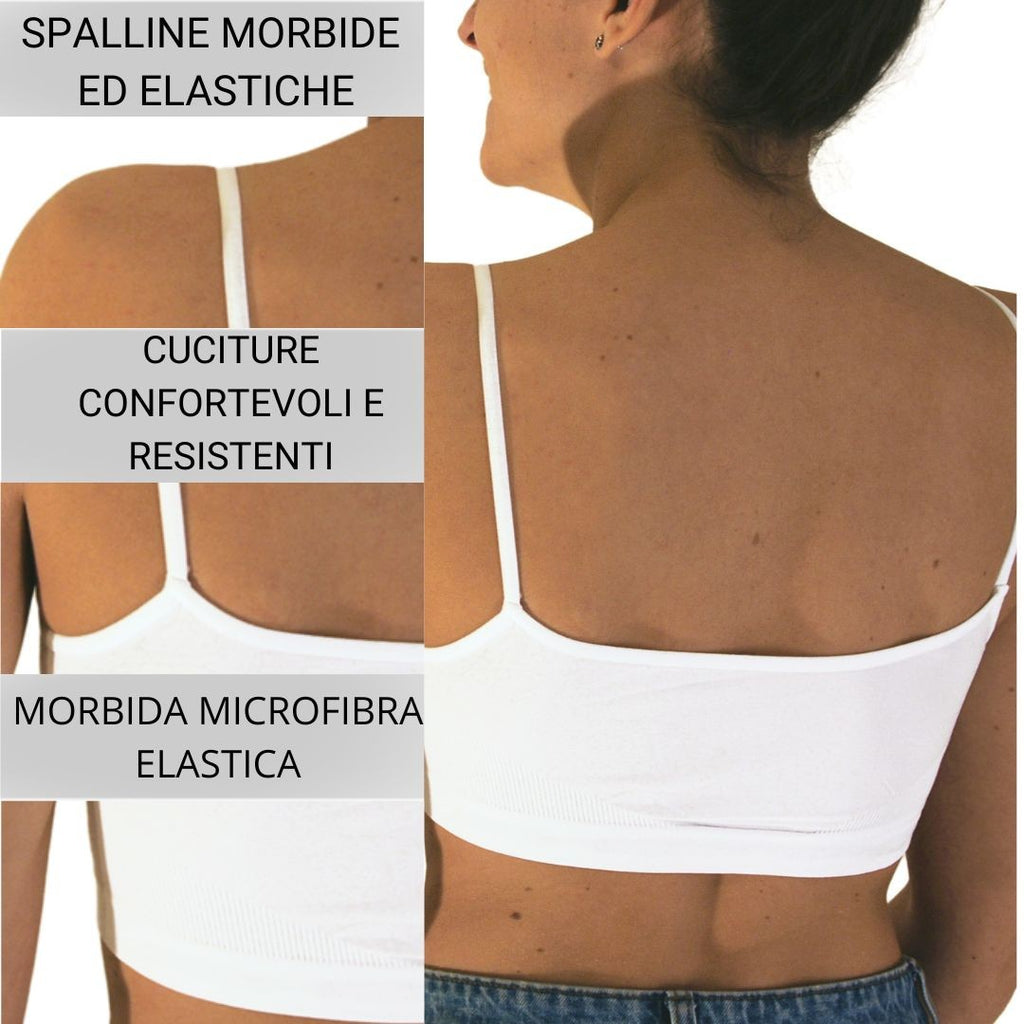 3 pz Brassiere Donna a Spalla Stretta in Microfibra, colore bianco