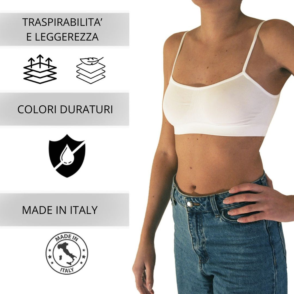3 pz Brassiere Donna a Spalla Stretta in Microfibra, colore bianco