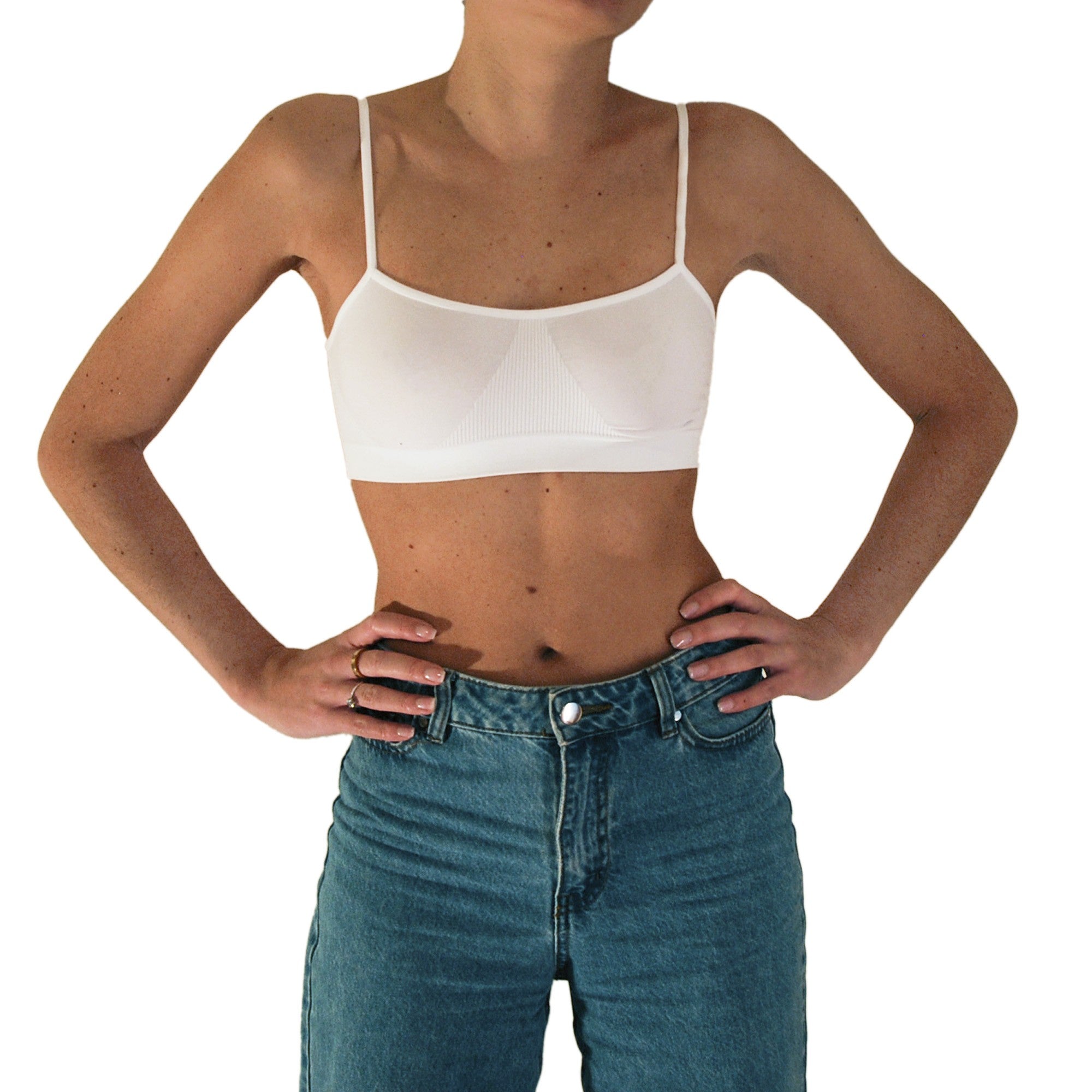 3 pz Brassiere Donna a Spalla Stretta in Microfibra, Colore Bianco, Nero e Nudo