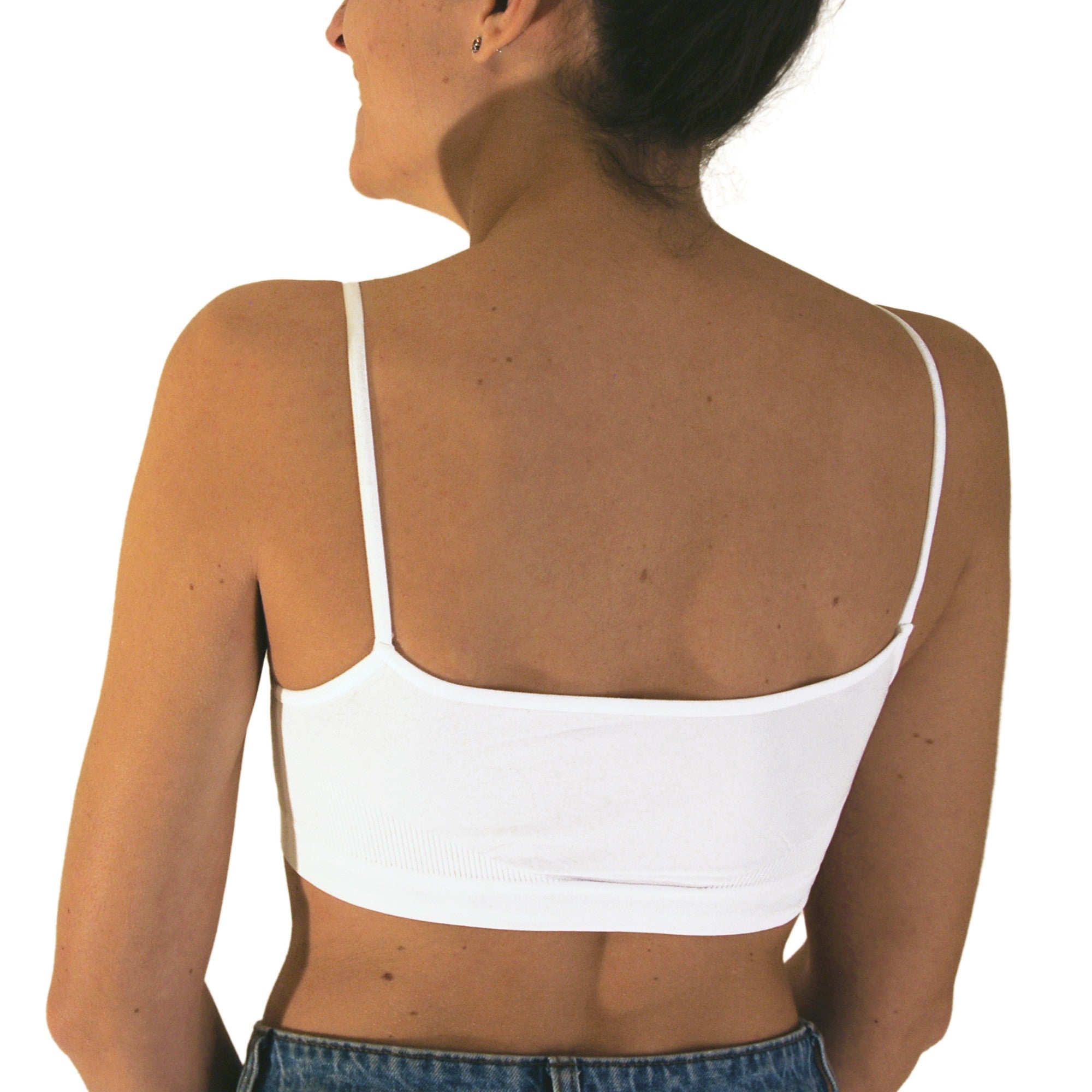 3 pz Brassiere Donna a Spalla Stretta in Microfibra, Colore Bianco, Nero e Nudo