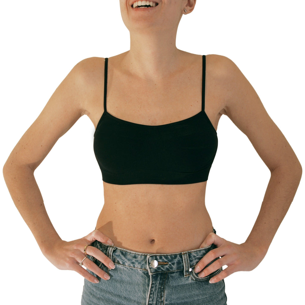 3 pz Brassiere Donna a Spalla Stretta in Microfibra, Colore Bianco, Nero e Nudo