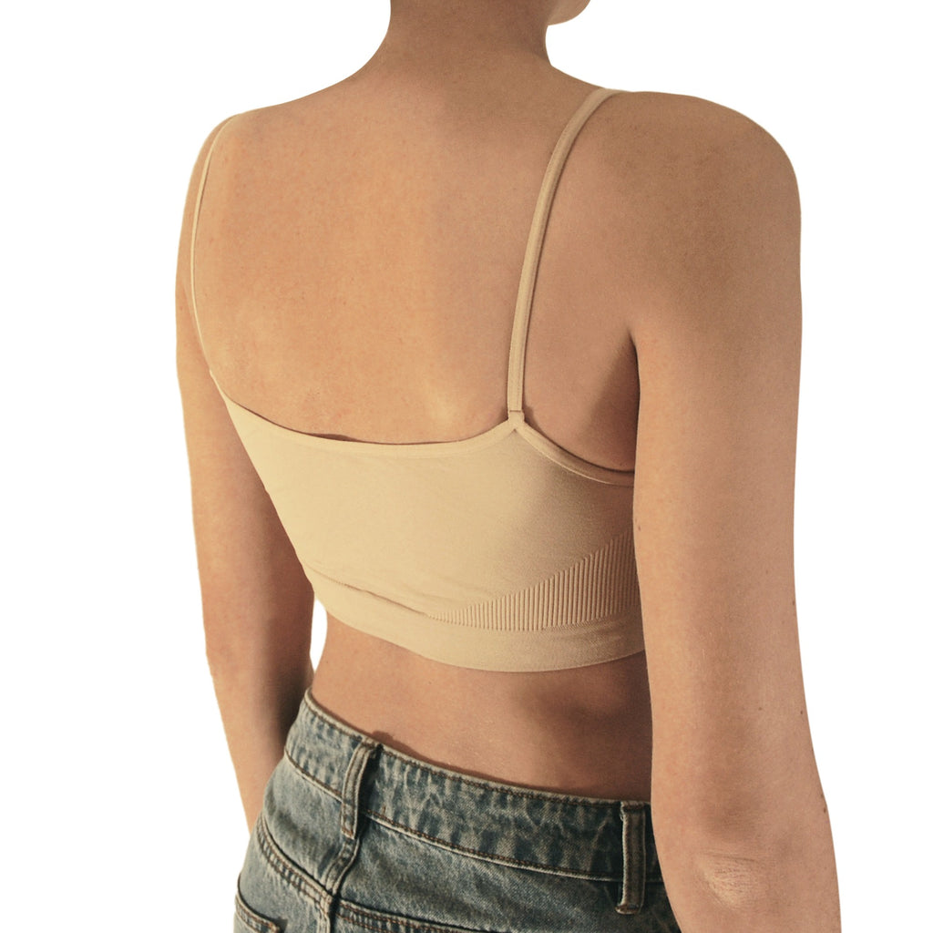 3 pz Brassiere Donna a Spalla Stretta in Microfibra, Colore Bianco, Nero e Nudo