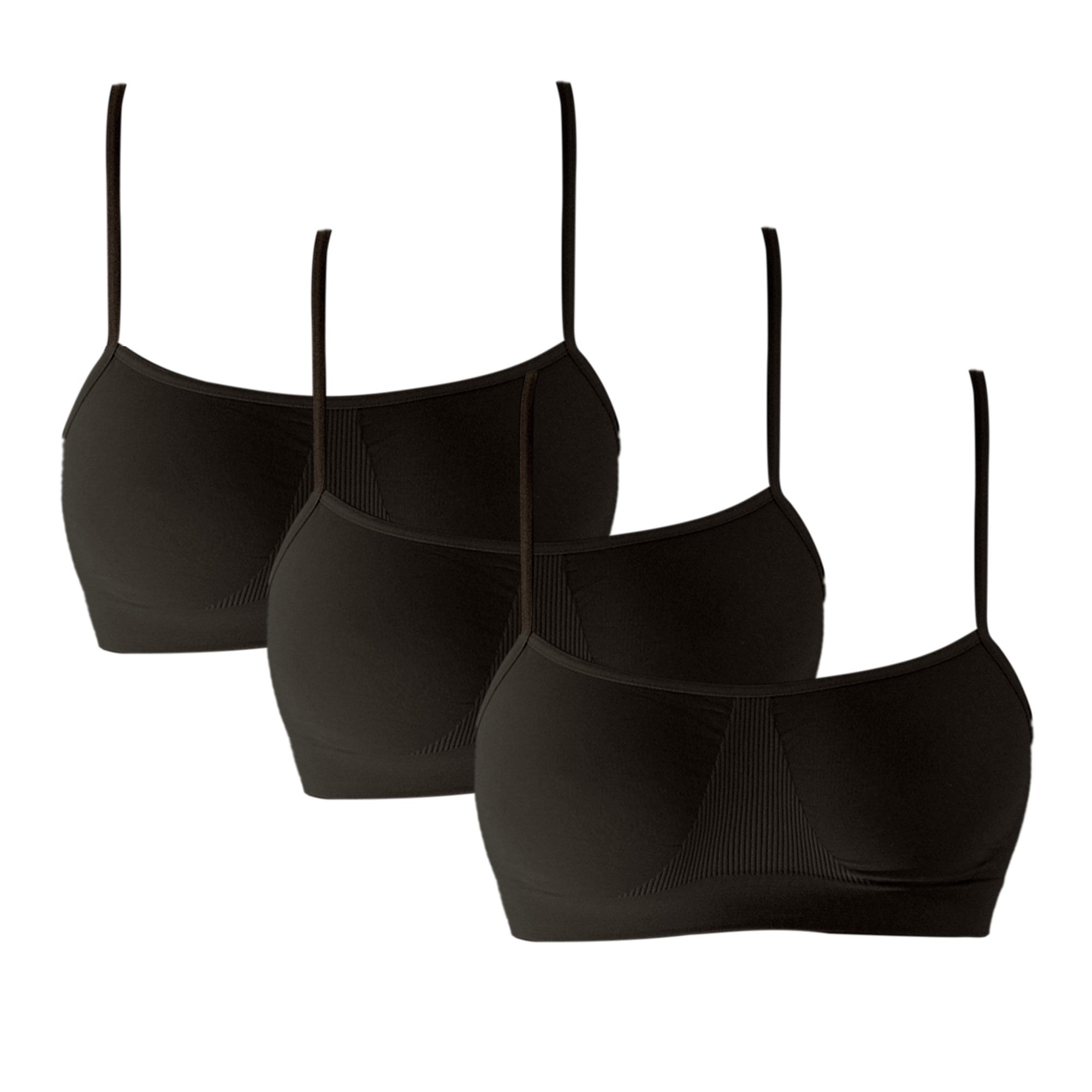 3 pz Brassiere Donna a Spalla Stretta in Microfibra, colore nero