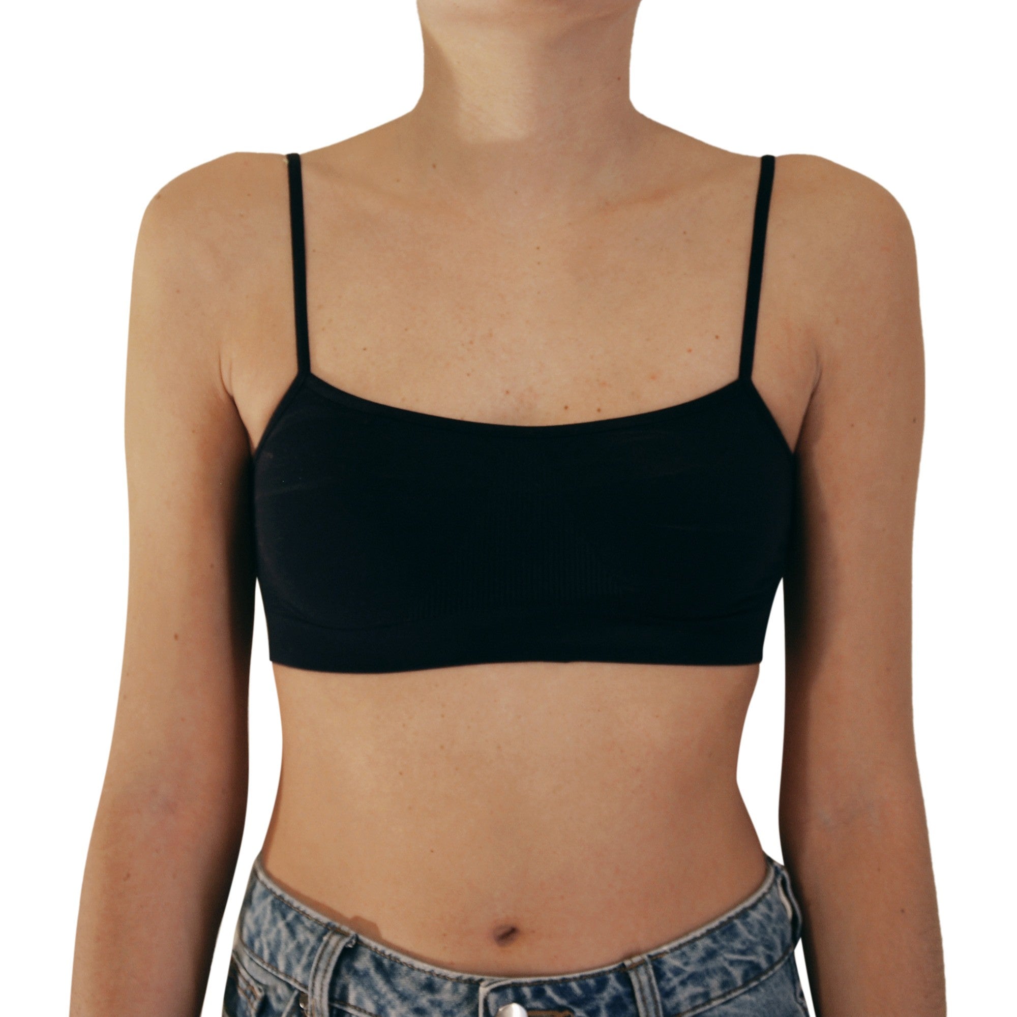 3 pz Brassiere Donna a Spalla Stretta in Microfibra, colore nero