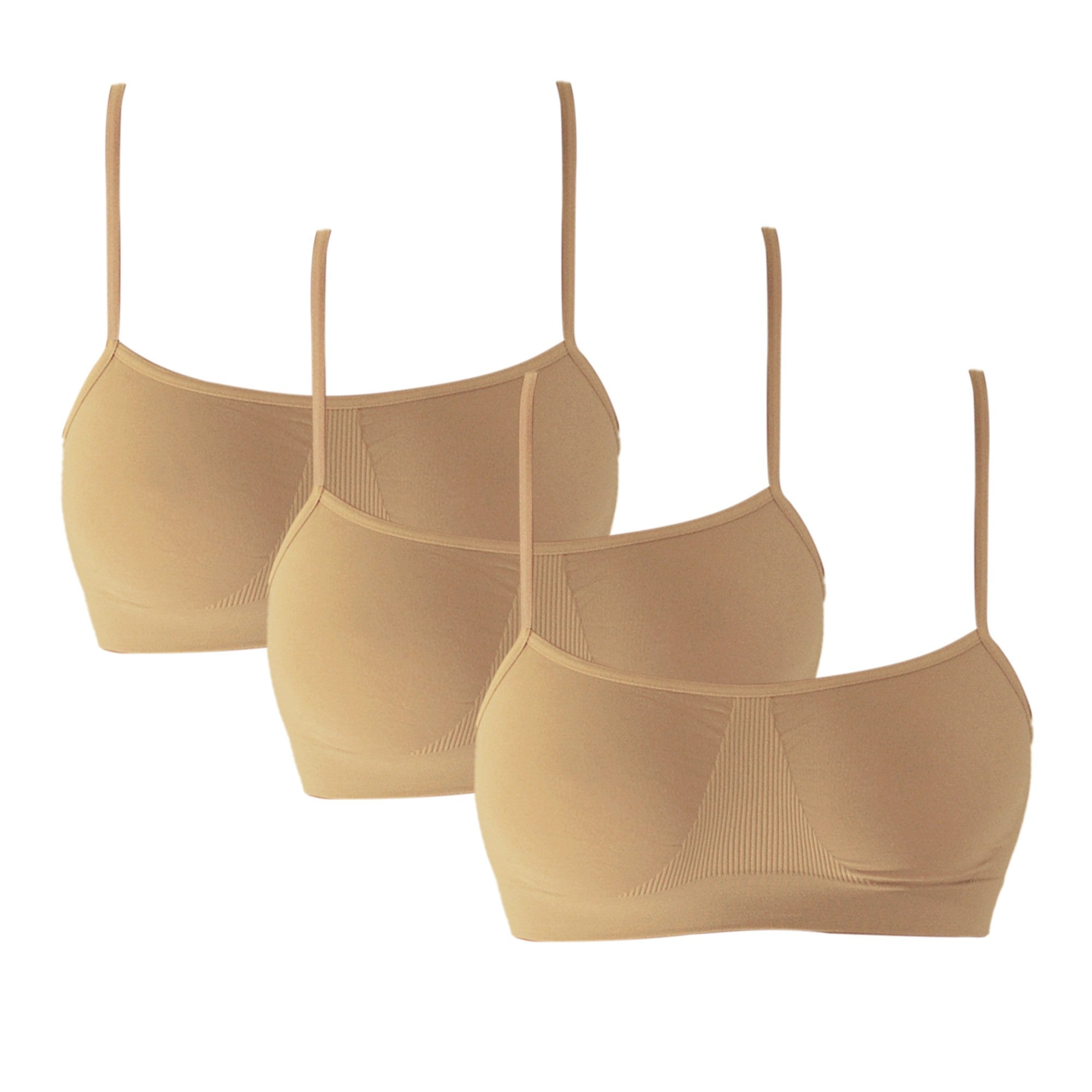 3 pz Brassiere Donna a Spalla Stretta in Microfibra, colore nudo