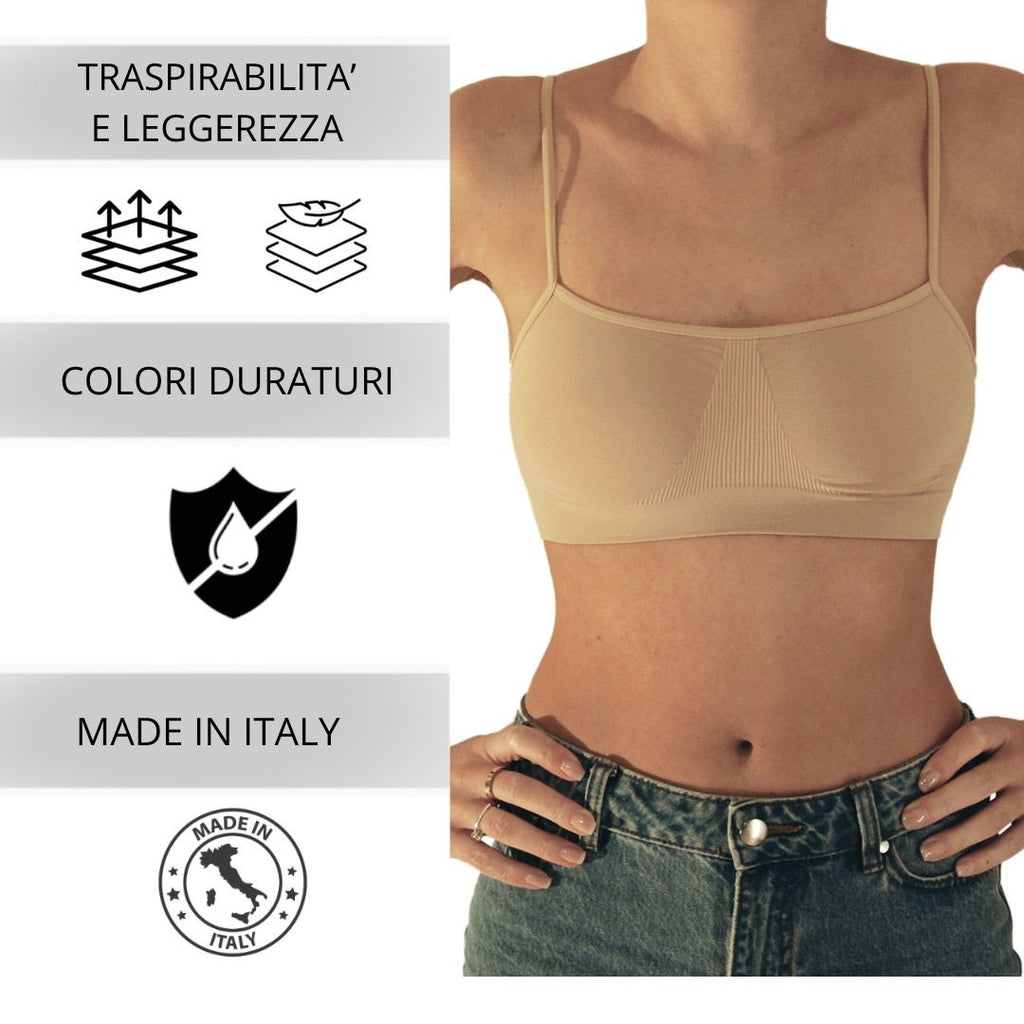3 pz Brassiere Donna a Spalla Stretta in Microfibra, colore nudo