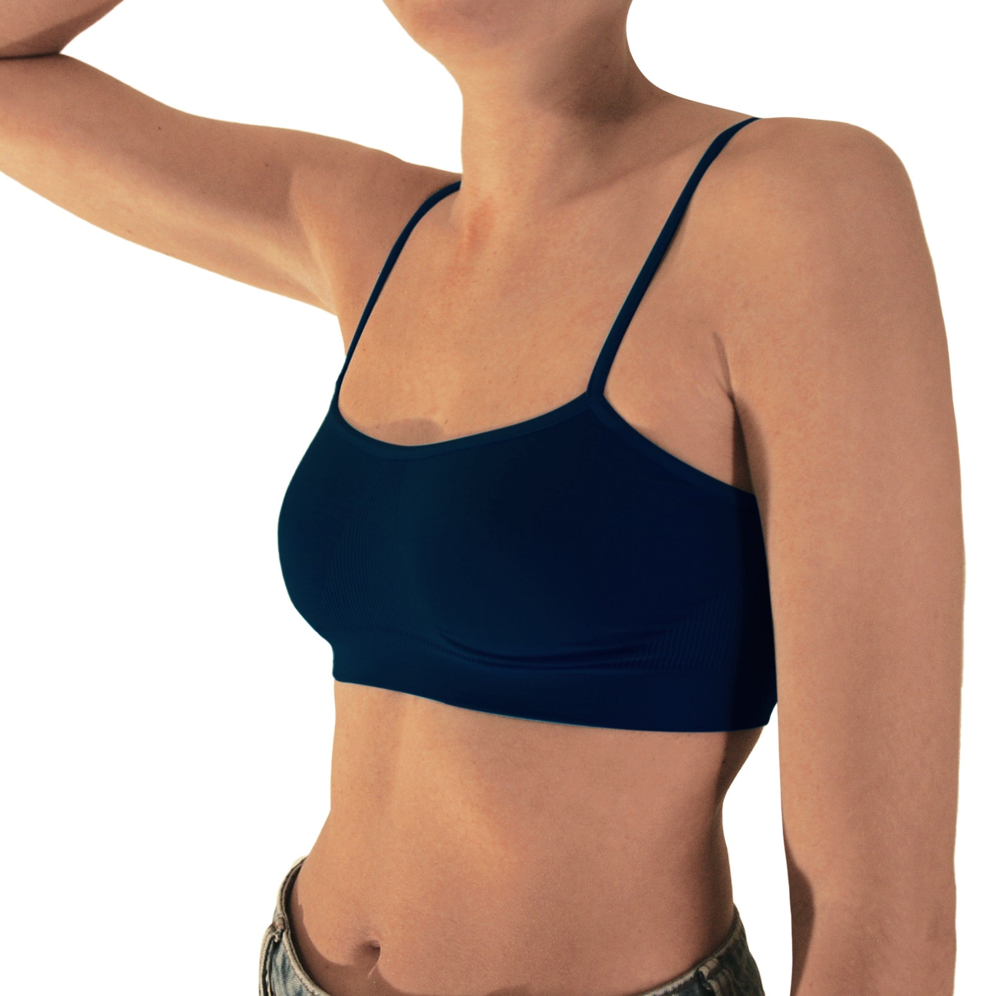 3 pz Brassiere Donna a Spalla Stretta in Microfibra, colore blu