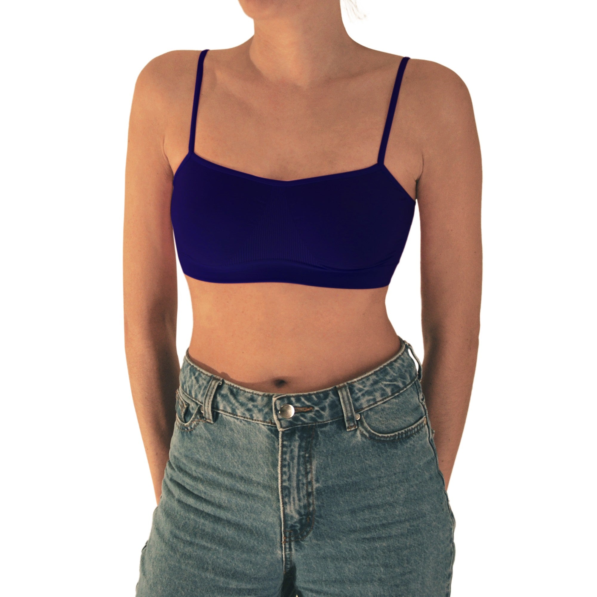 3 pz Brassiere Donna a Spalla Stretta in Microfibra, colore blu