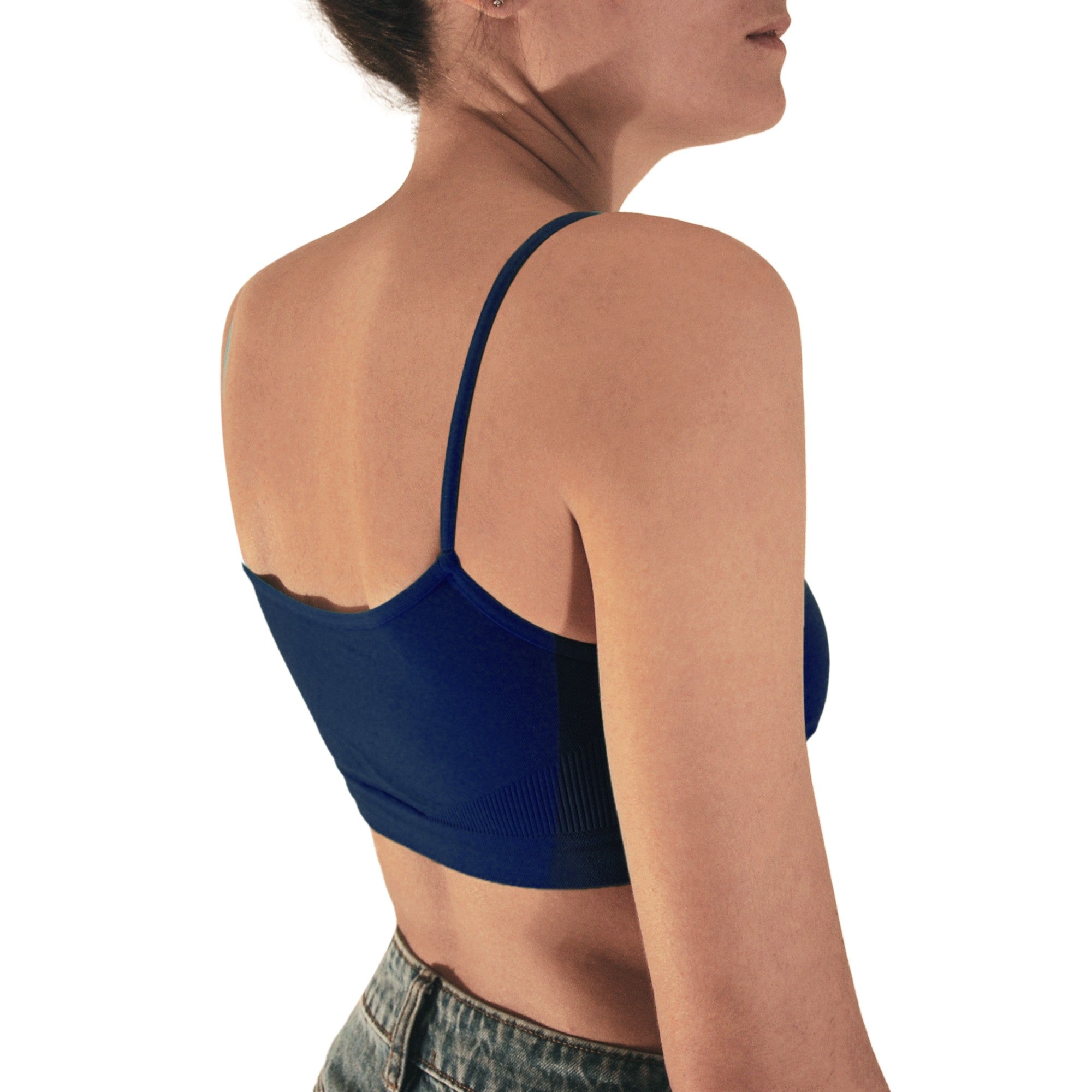 3 pz Brassiere Donna a Spalla Stretta in Microfibra, colore blu