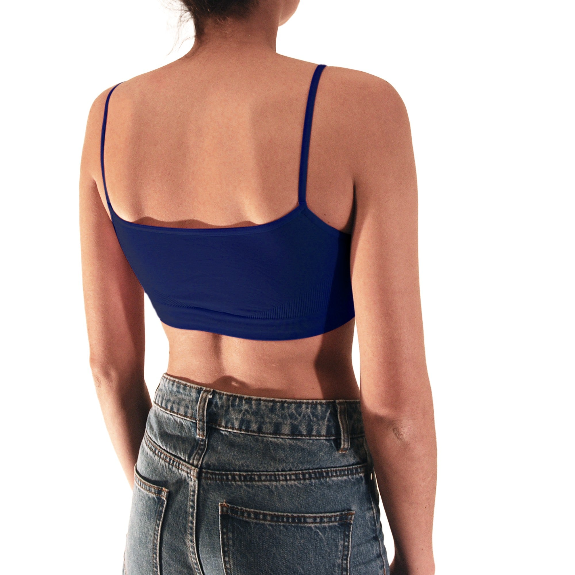 3 pz Brassiere Donna a Spalla Stretta in Microfibra, colore blu