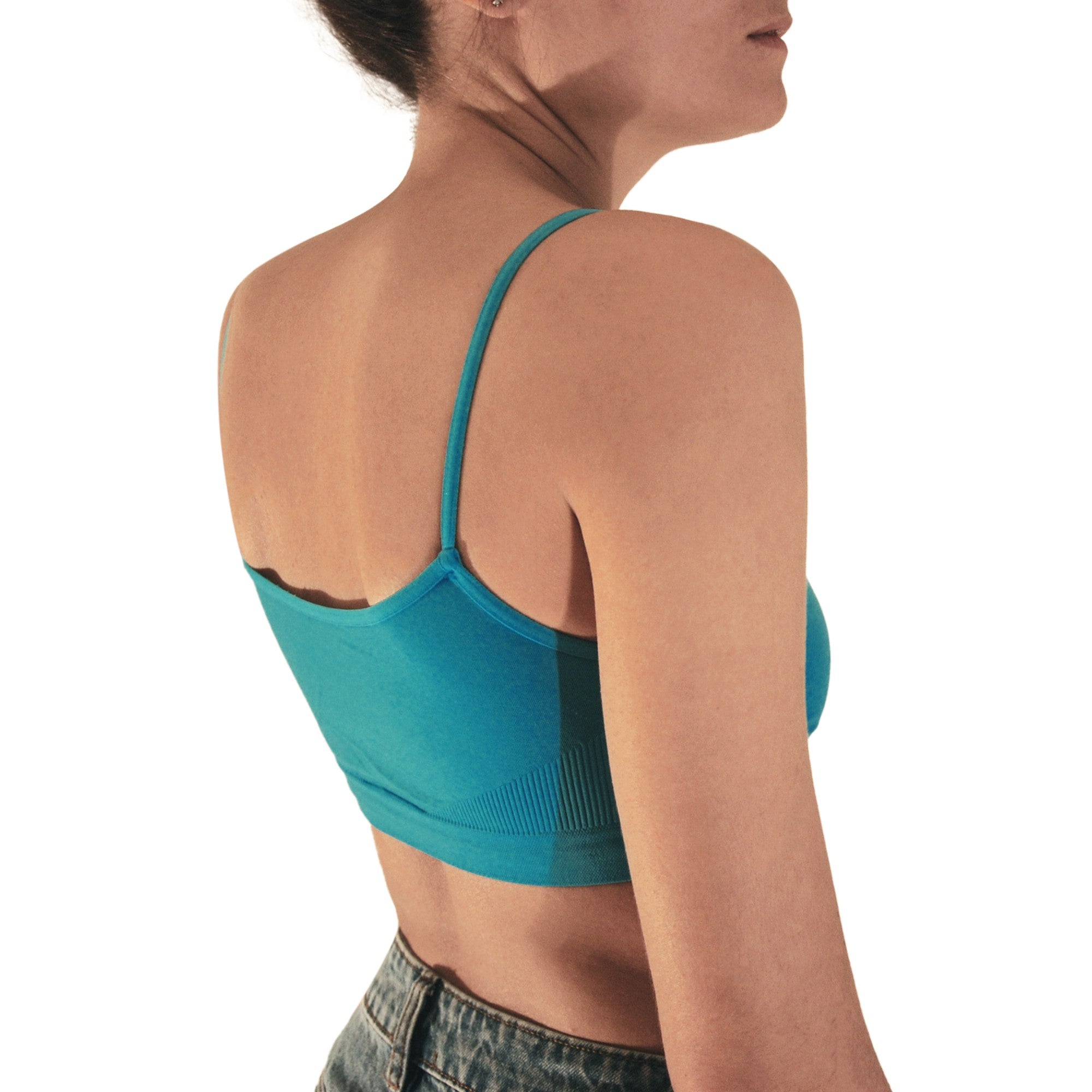 3 pz Brassiere Donna a Spalla Stretta in Microfibra, Colore Blu, Turchese, Bluette