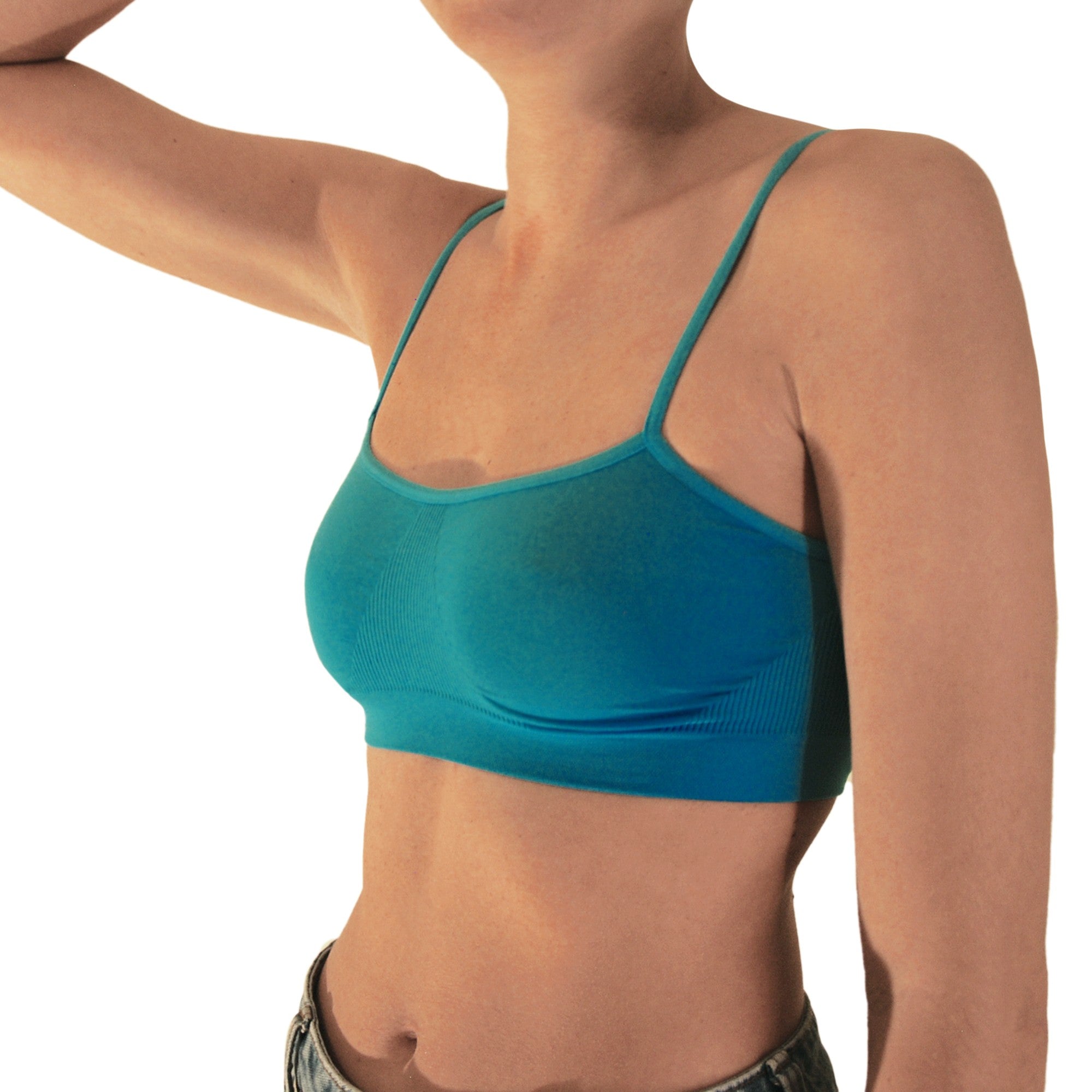 3 pz Brassiere Donna a Spalla Stretta in Microfibra, Colore Blu, Turchese, Bluette