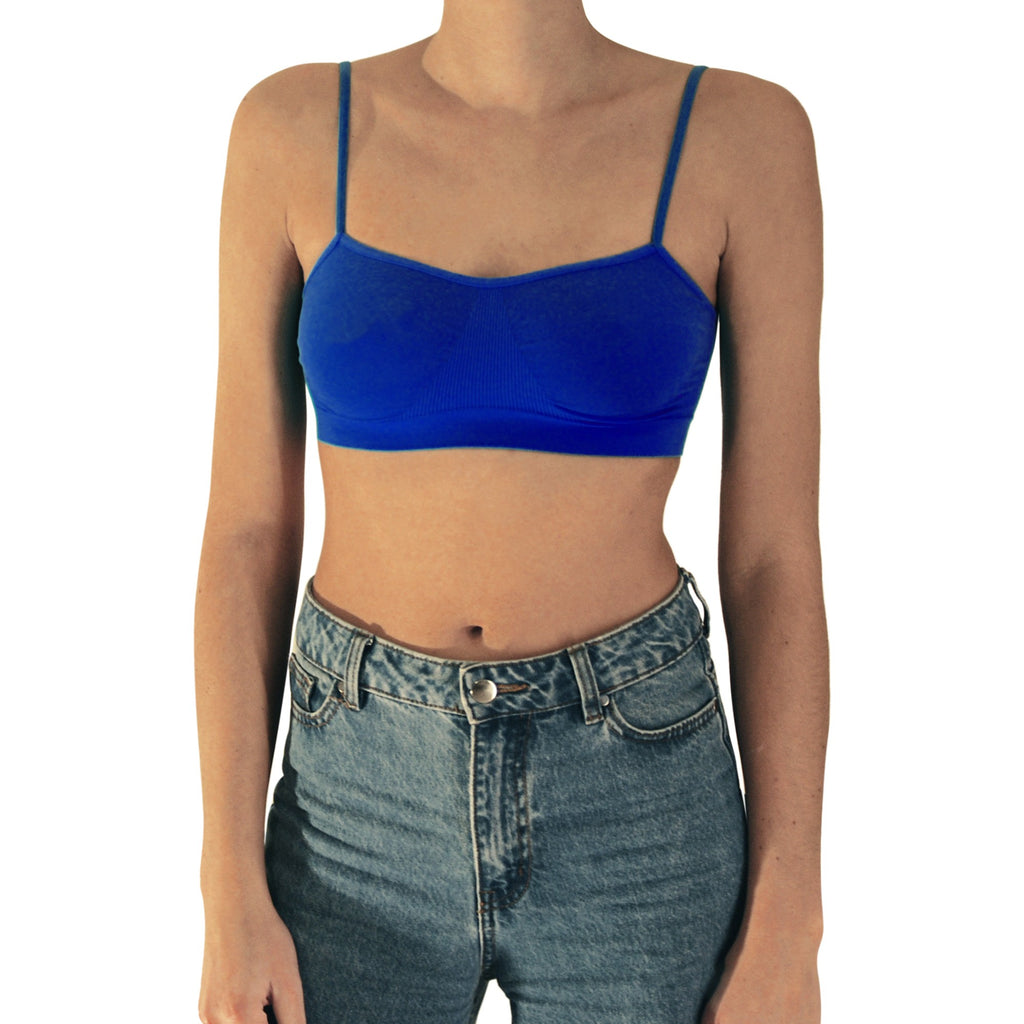 3 pz Brassiere Donna a Spalla Stretta in Microfibra, Colore Blu, Turchese, Bluette