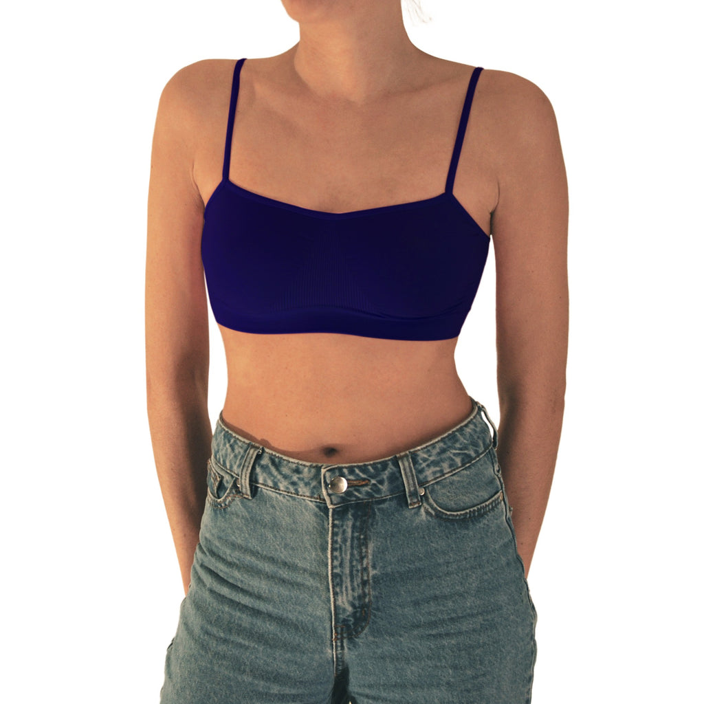 3 pz Brassiere Donna a Spalla Stretta in Microfibra, Colore Blu, Turchese, Bluette