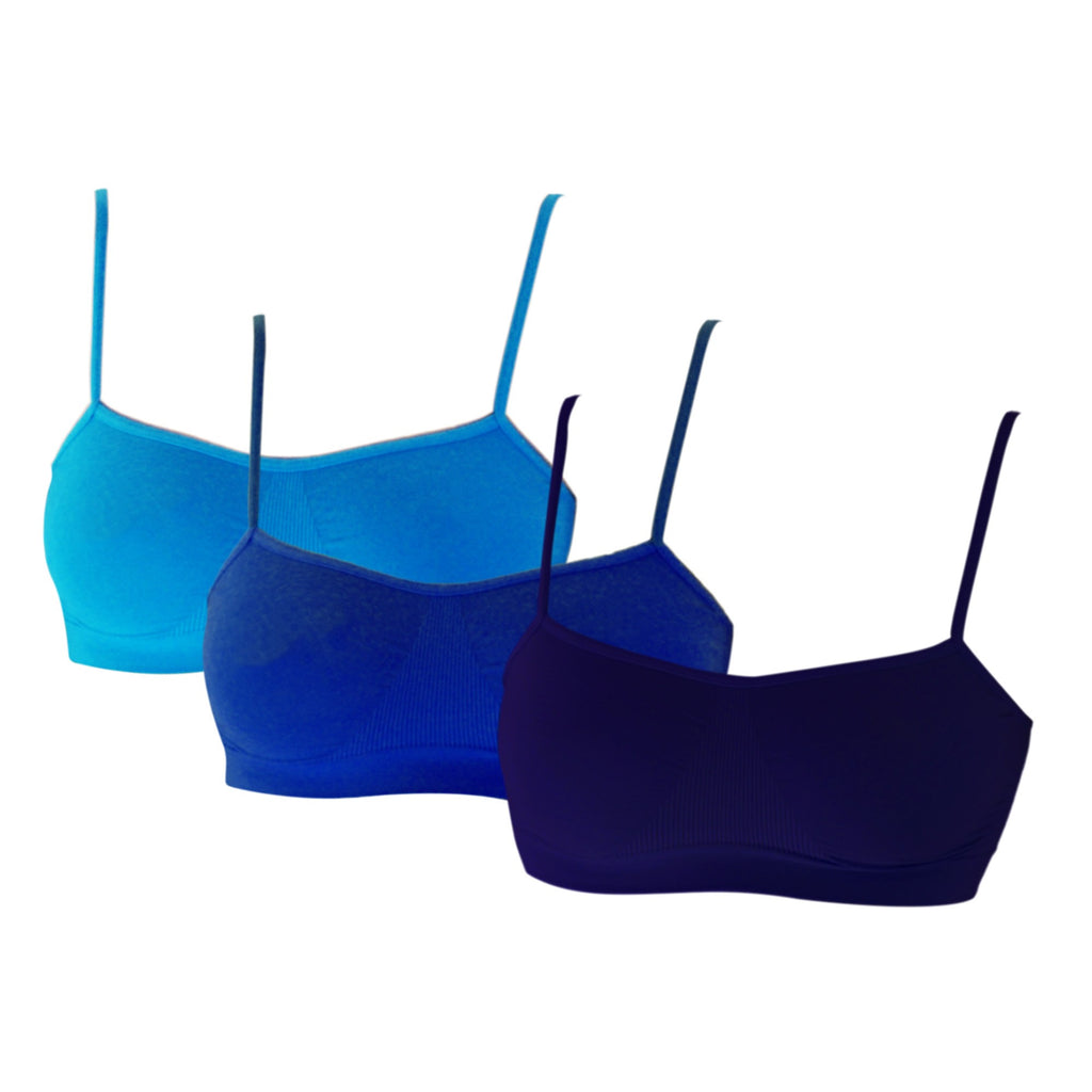3 pz Brassiere Donna a Spalla Stretta in Microfibra, Colore Blu, Turchese, Bluette