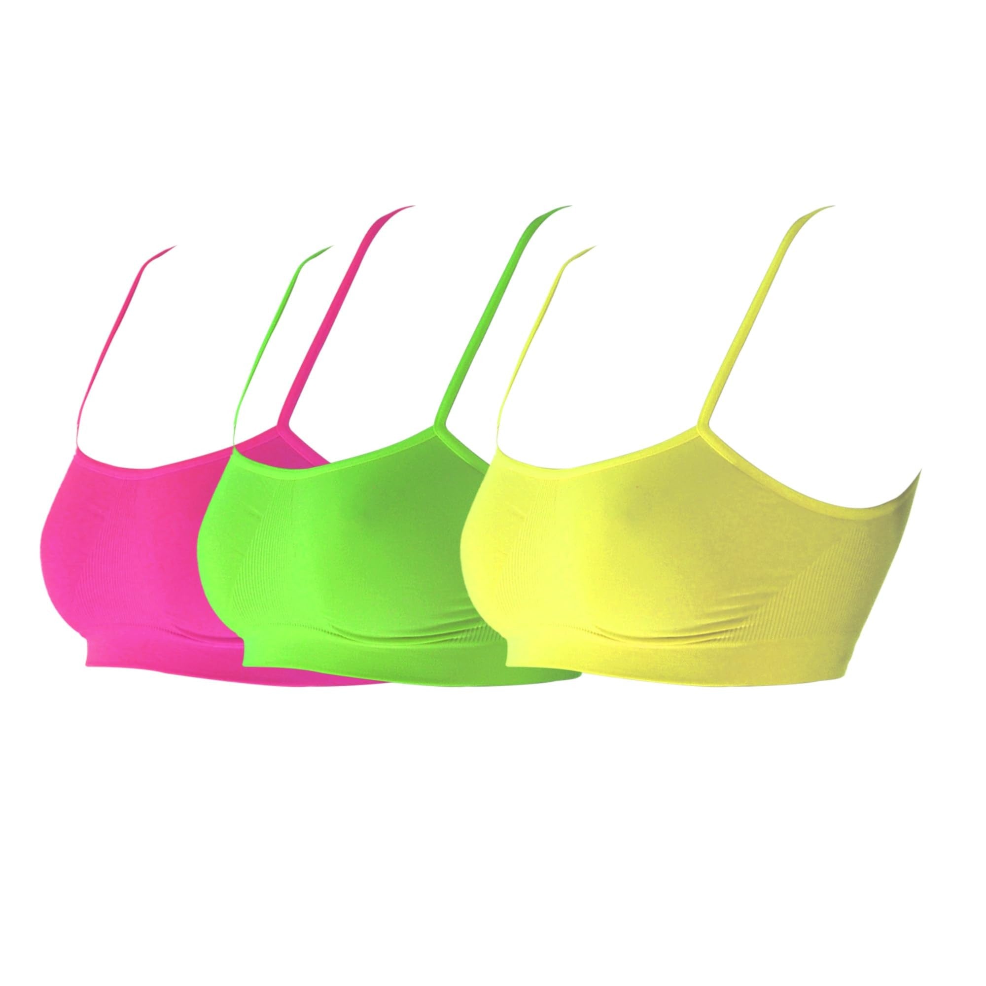 3 pz Brassiere Donna a Spalla Stretta in Microfibra, Colori Fluo
