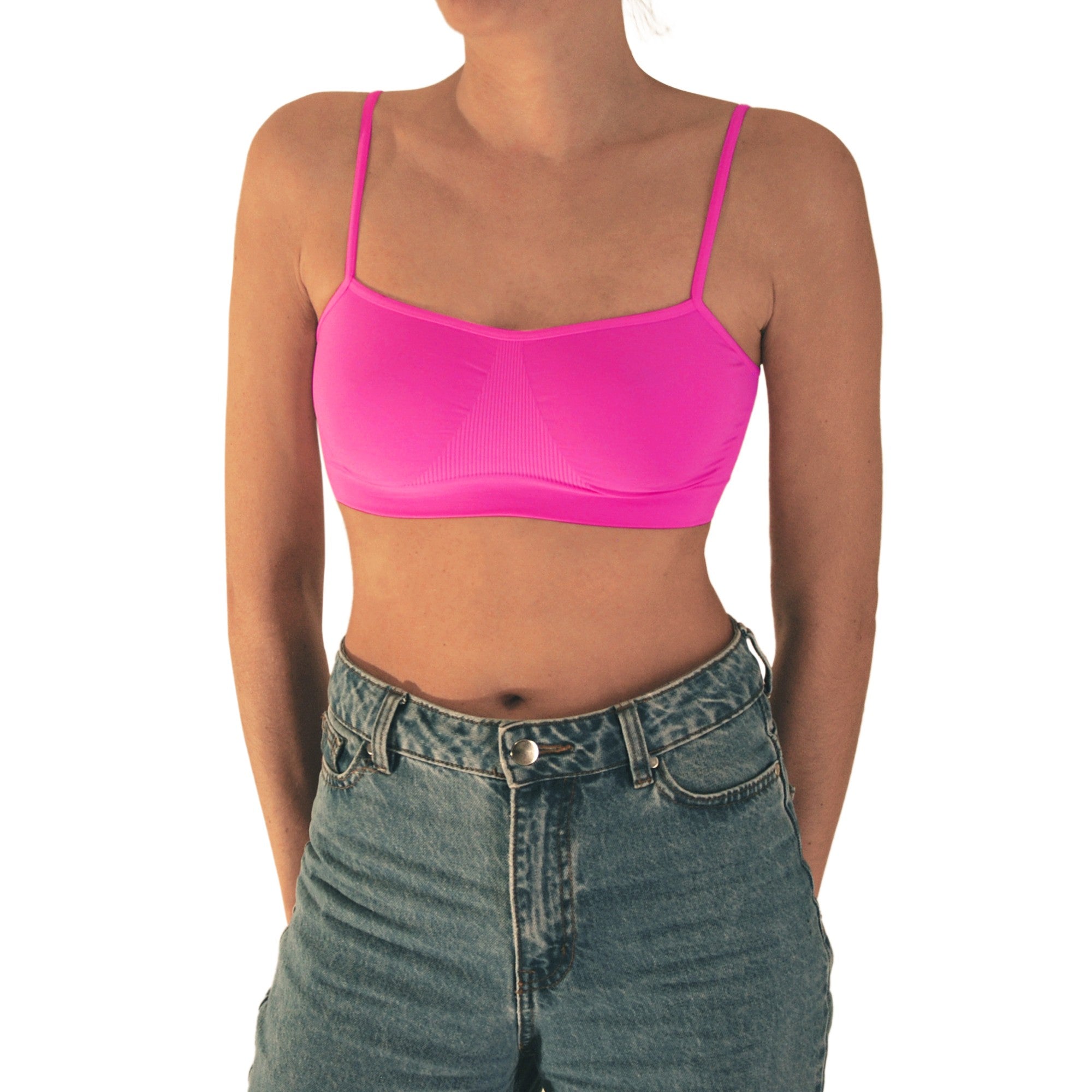 3 pz Brassiere Donna a Spalla Stretta in Microfibra, Colori Fluo