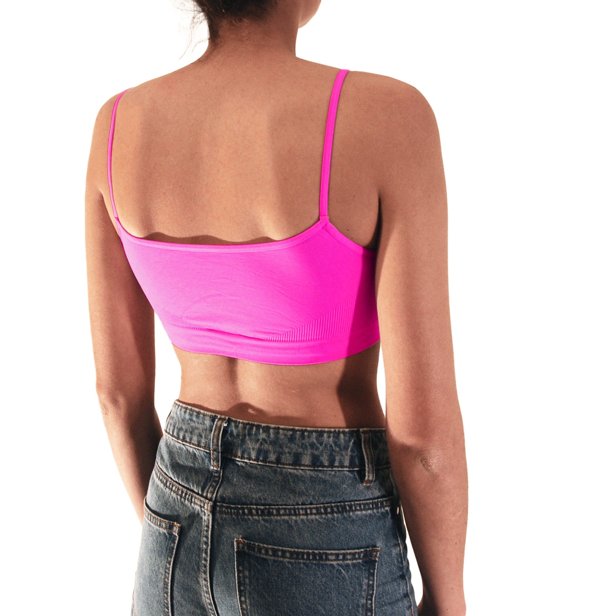 3 pz Brassiere Donna a Spalla Stretta in Microfibra, Colori Fluo