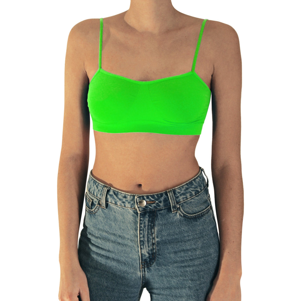 3 pz Brassiere Donna a Spalla Stretta in Microfibra, Colori Fluo