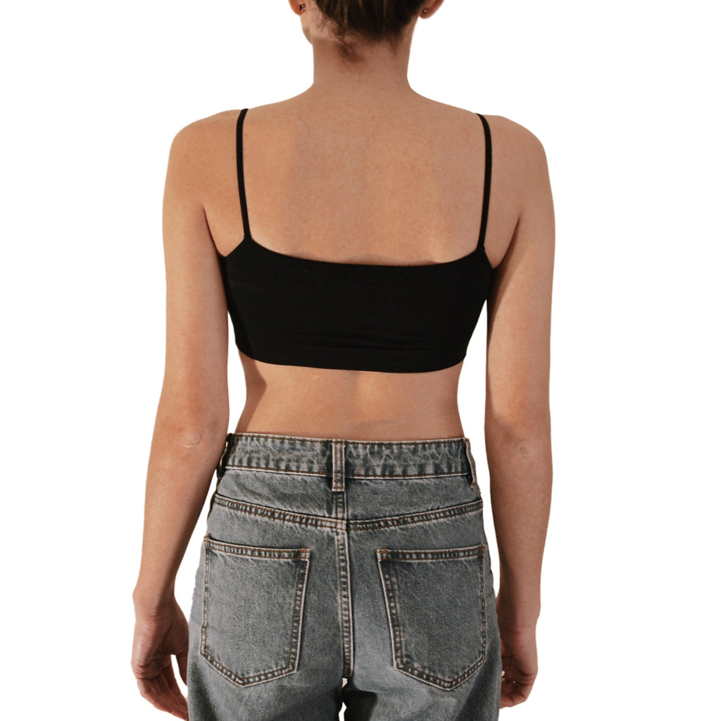 3 pz Brassiere Donna a Spalla Stretta in Microfibra, Colore Rosso, Viola e Nero