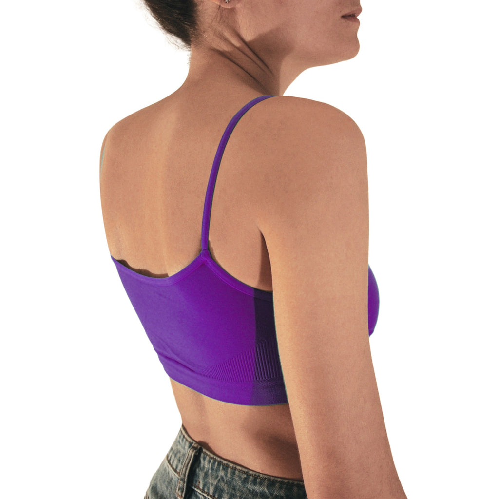 3 pz Brassiere Donna a Spalla Stretta in Microfibra, Colore Rosso, Viola e Nero