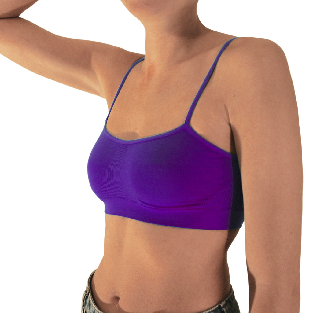 3 pz Brassiere Donna a Spalla Stretta in Microfibra, Colore Rosso, Viola e Nero