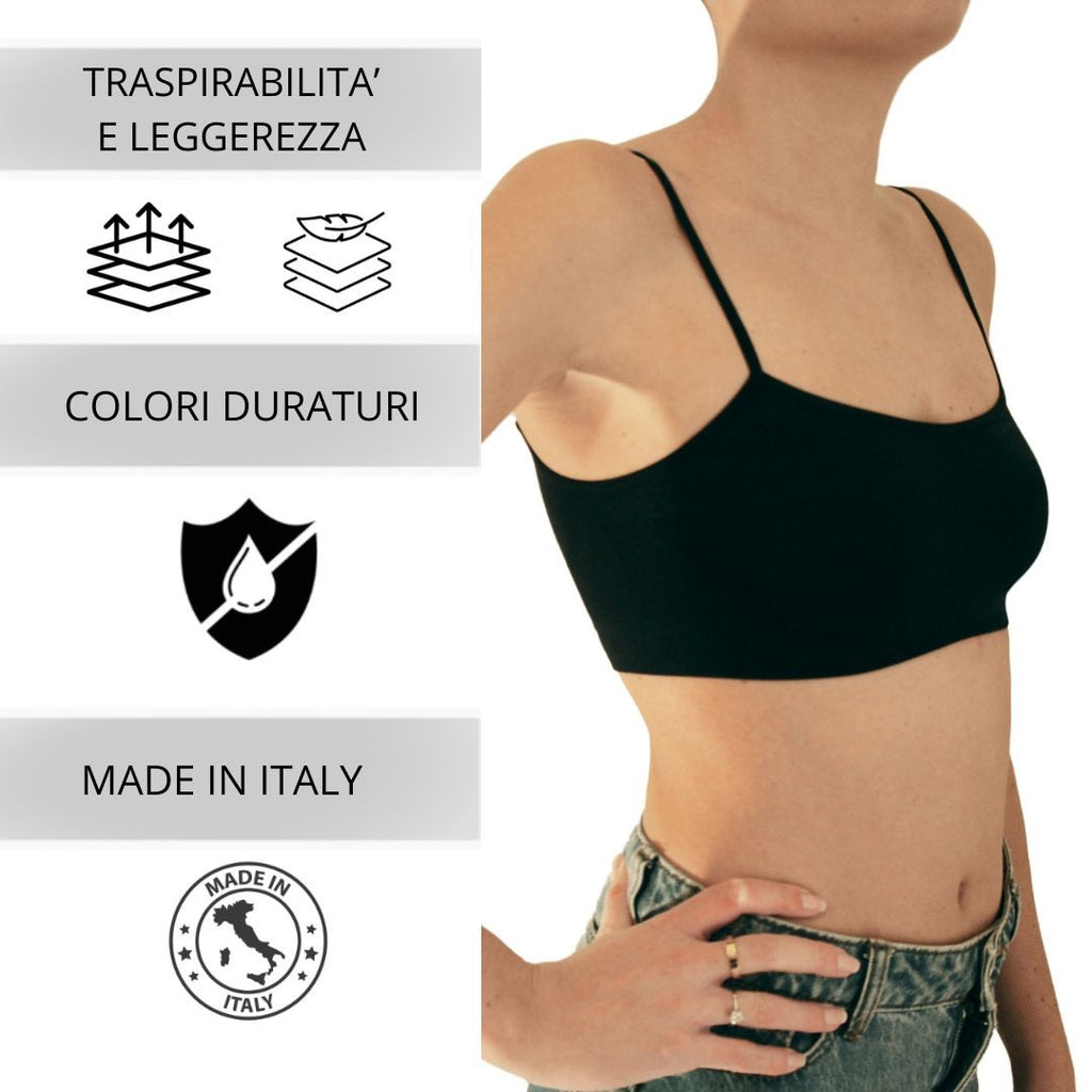 3 pz Brassiere Donna a Spalla Stretta in Microfibra, Colore Rosso, Viola e Nero