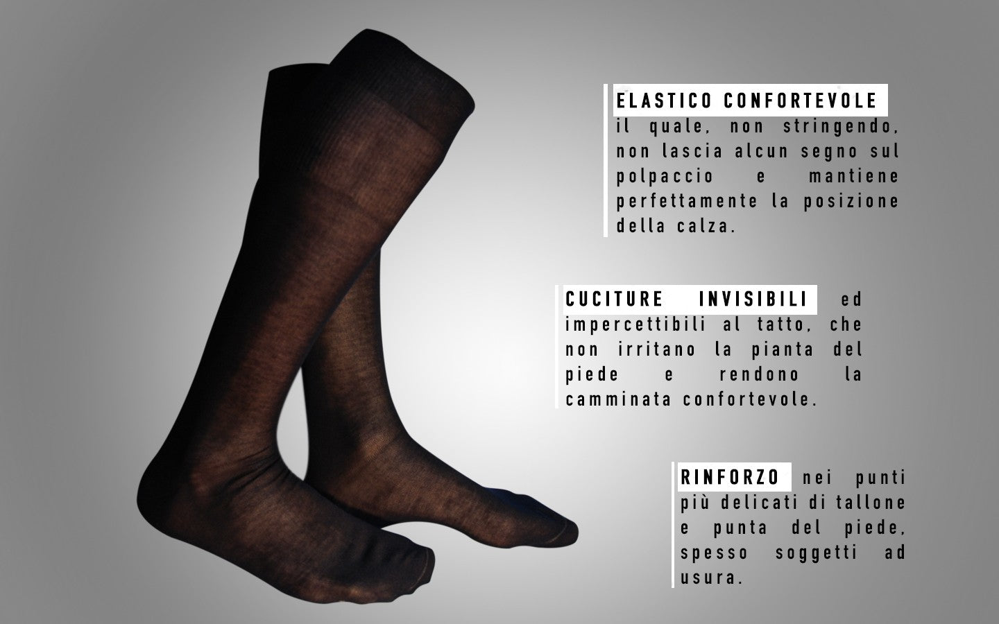 6 Paia di Calzini in filo di scozia lungo al ginocchio, 100% Cotone