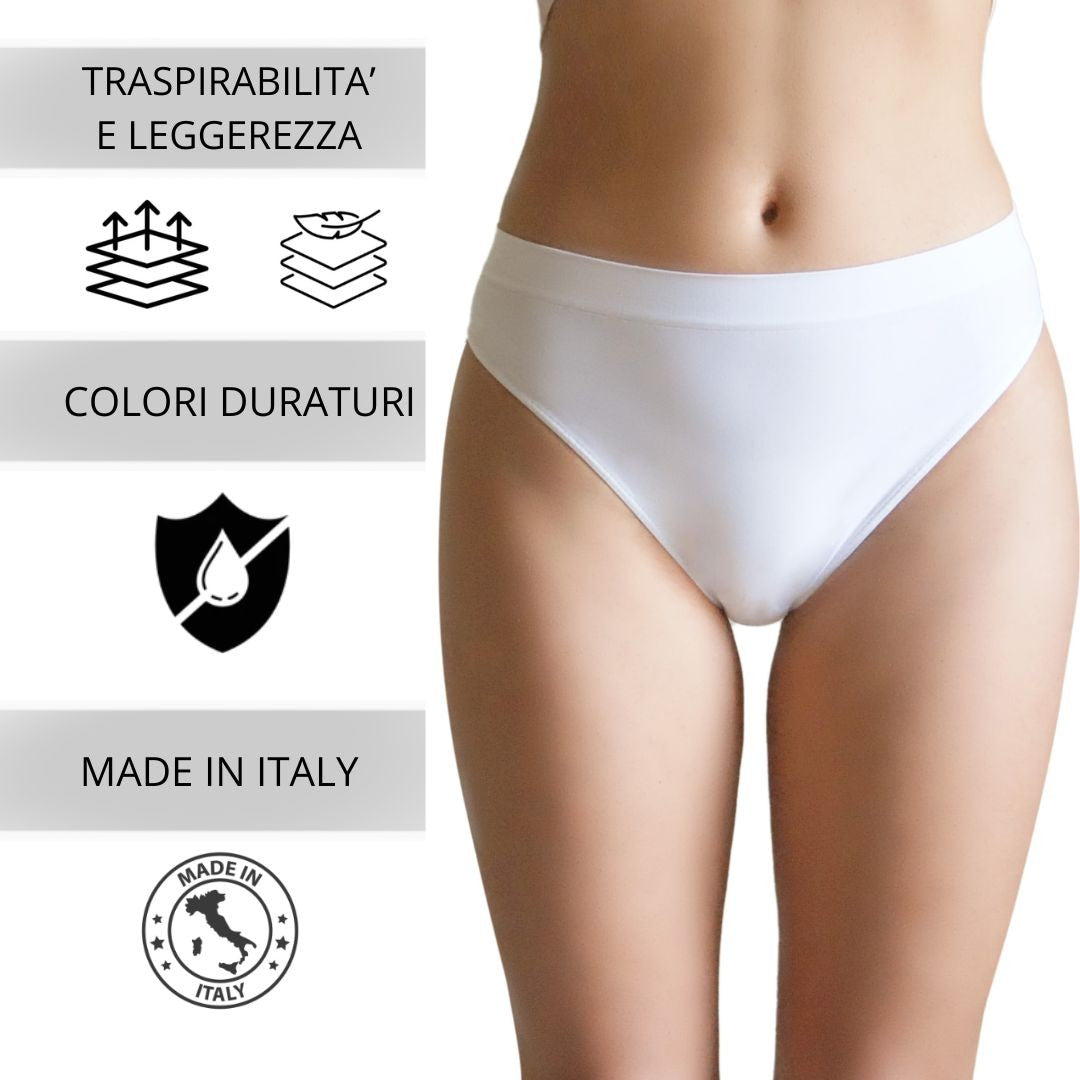 3 pz Slip Vita Media da Donna in Microfibra, colore bianco, nero e nudo