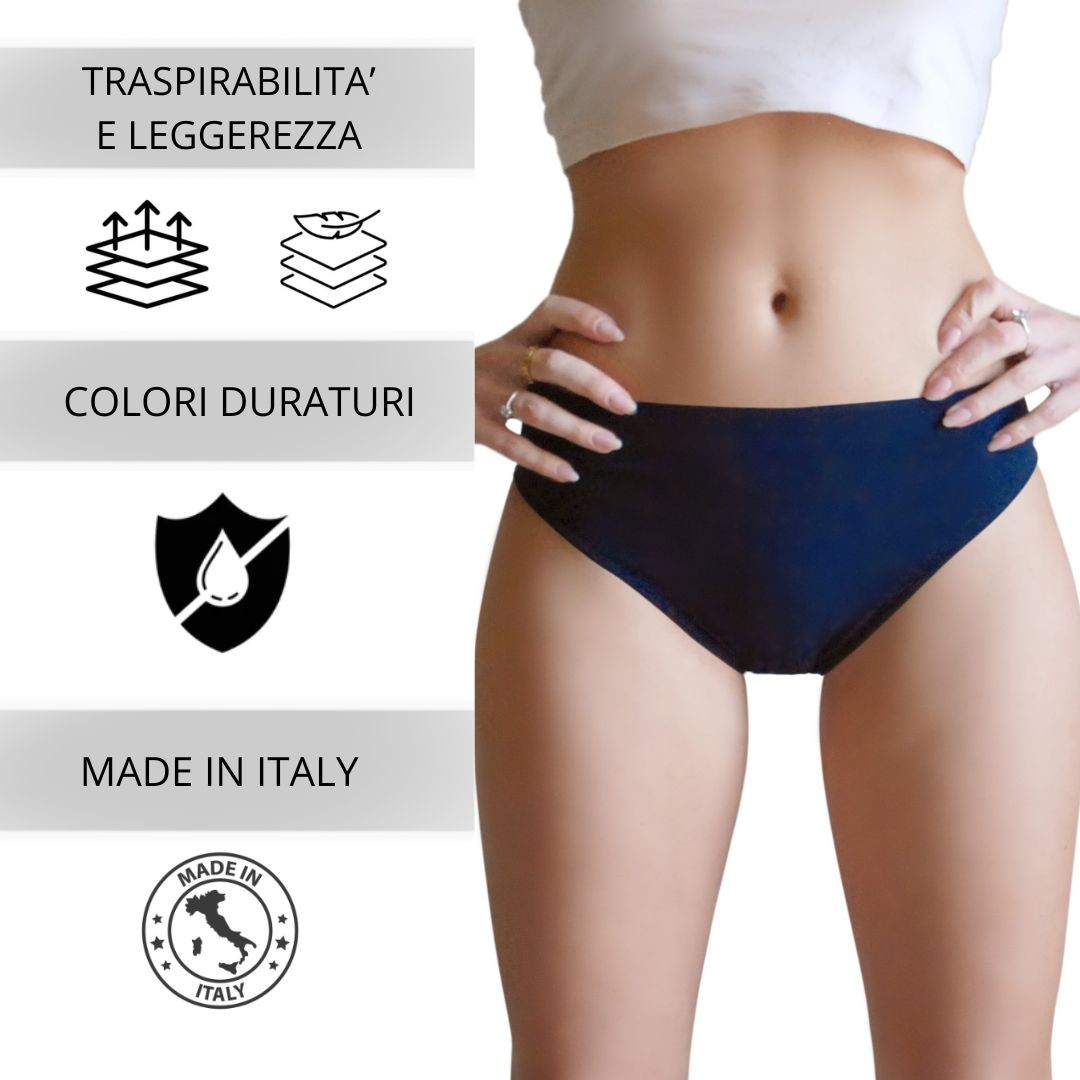 3 pz Slip Vita Media da Donna in Microfibra, colore Blu