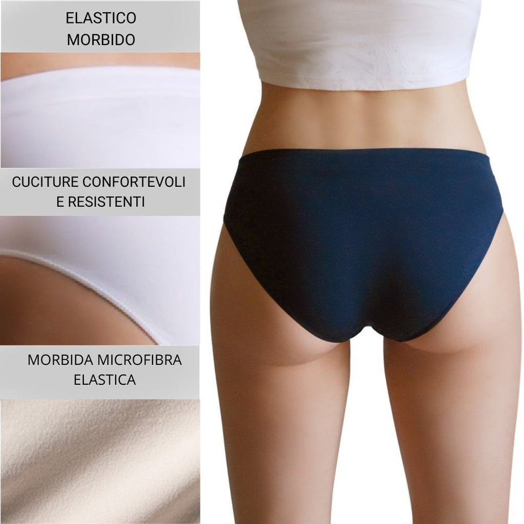 3 pz Slip Vita Media da Donna in Microfibra, colore Blu