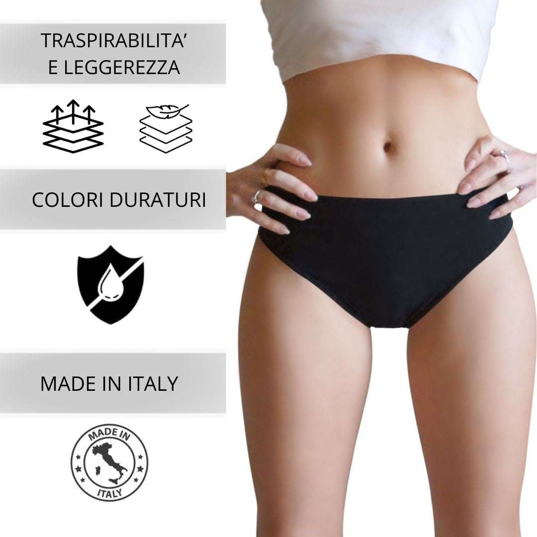 3 pz Slip Vita Media da Donna in Microfibra, colore Nero