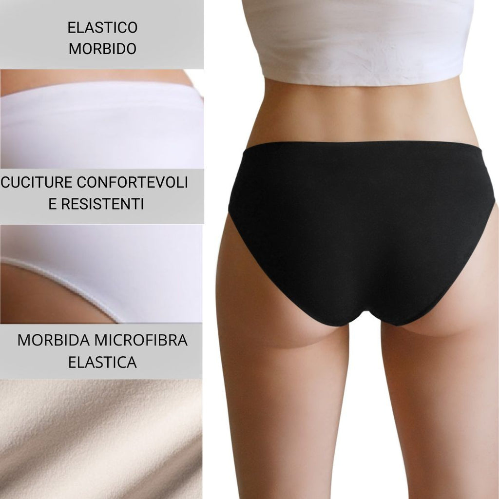 3 pz Slip Vita Media da Donna in Microfibra, colore Nero