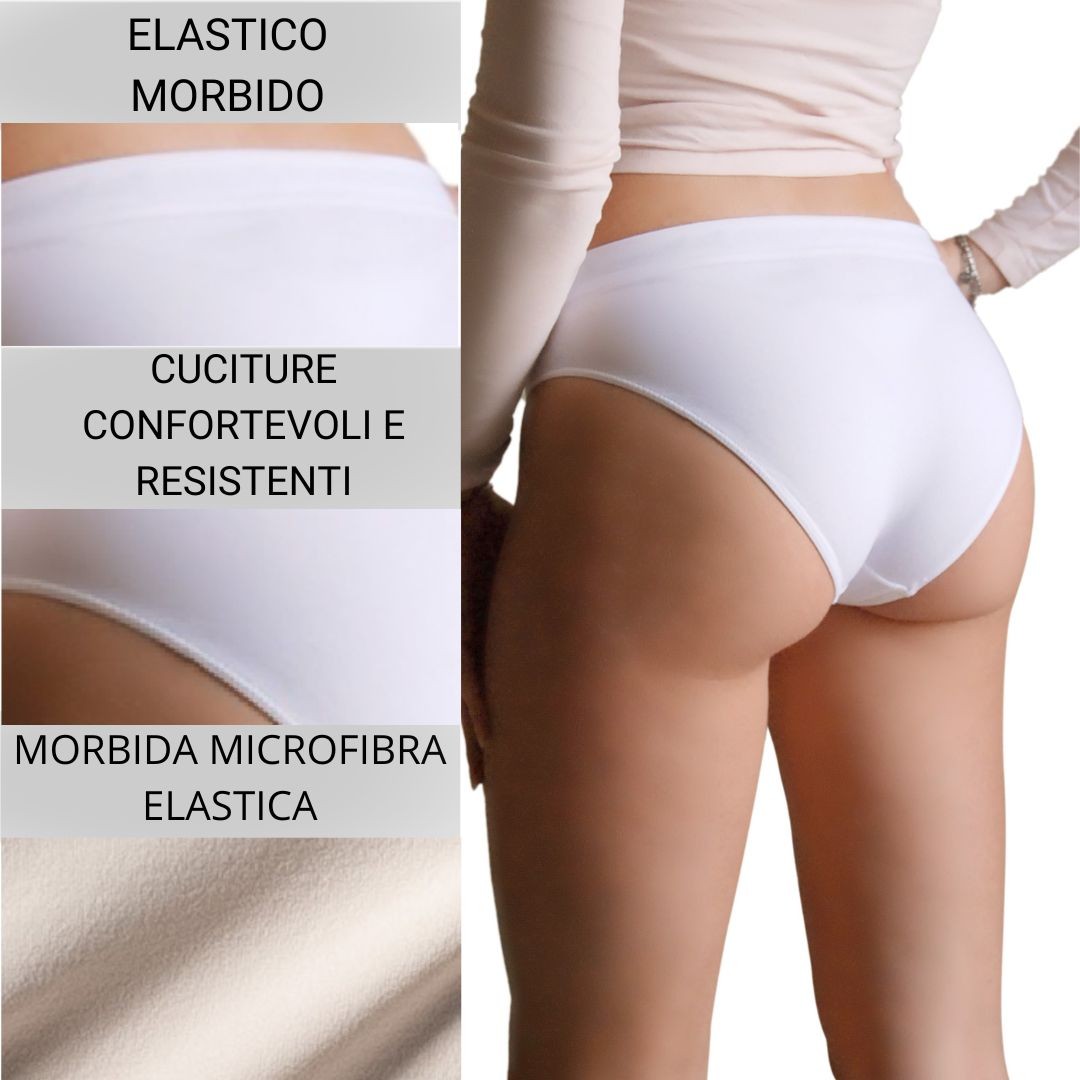 3 pz Slip Vita Media da Donna in Microfibra, colore bianco