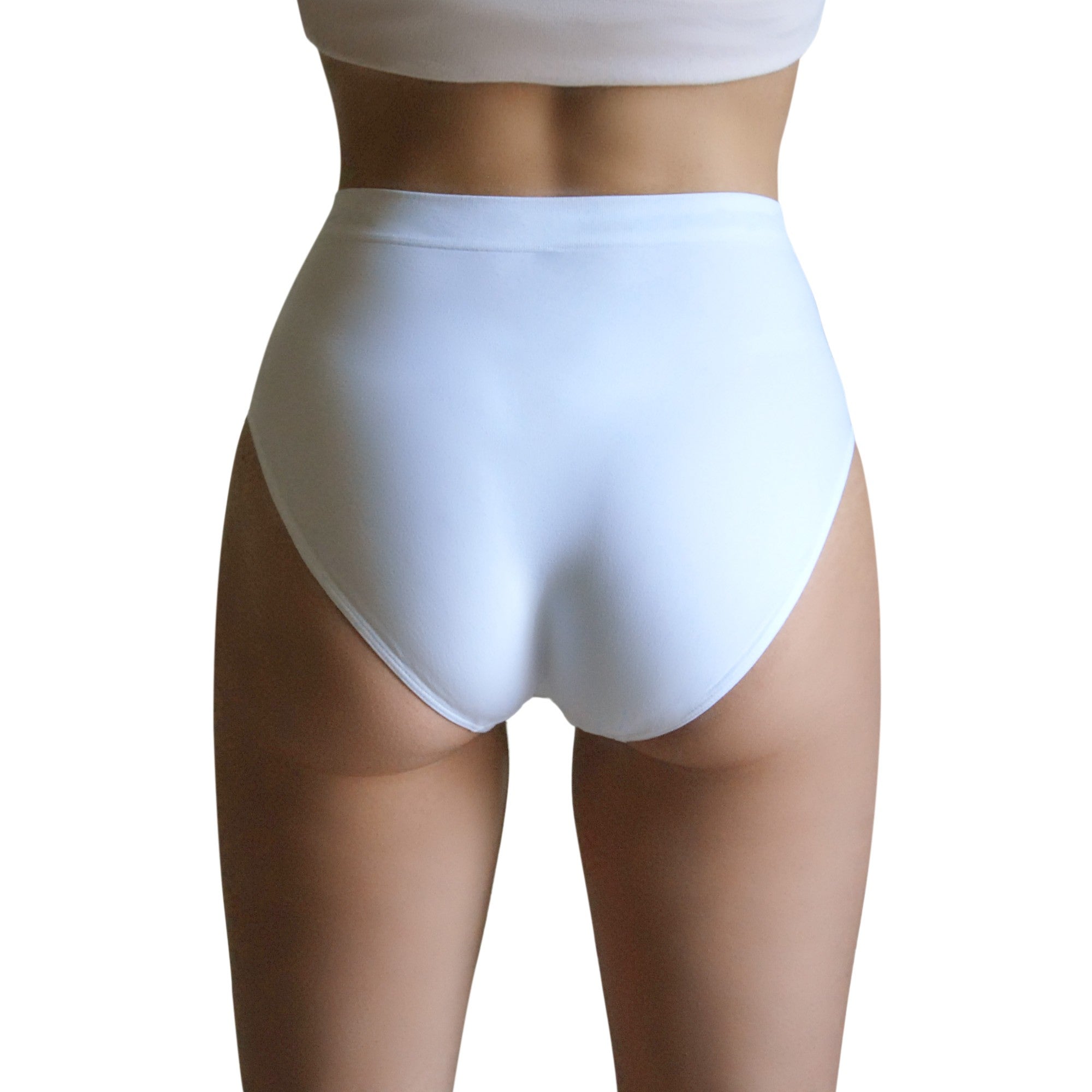 3 pz Slip Vita Alta da Donna in Microfibra, colore bianco