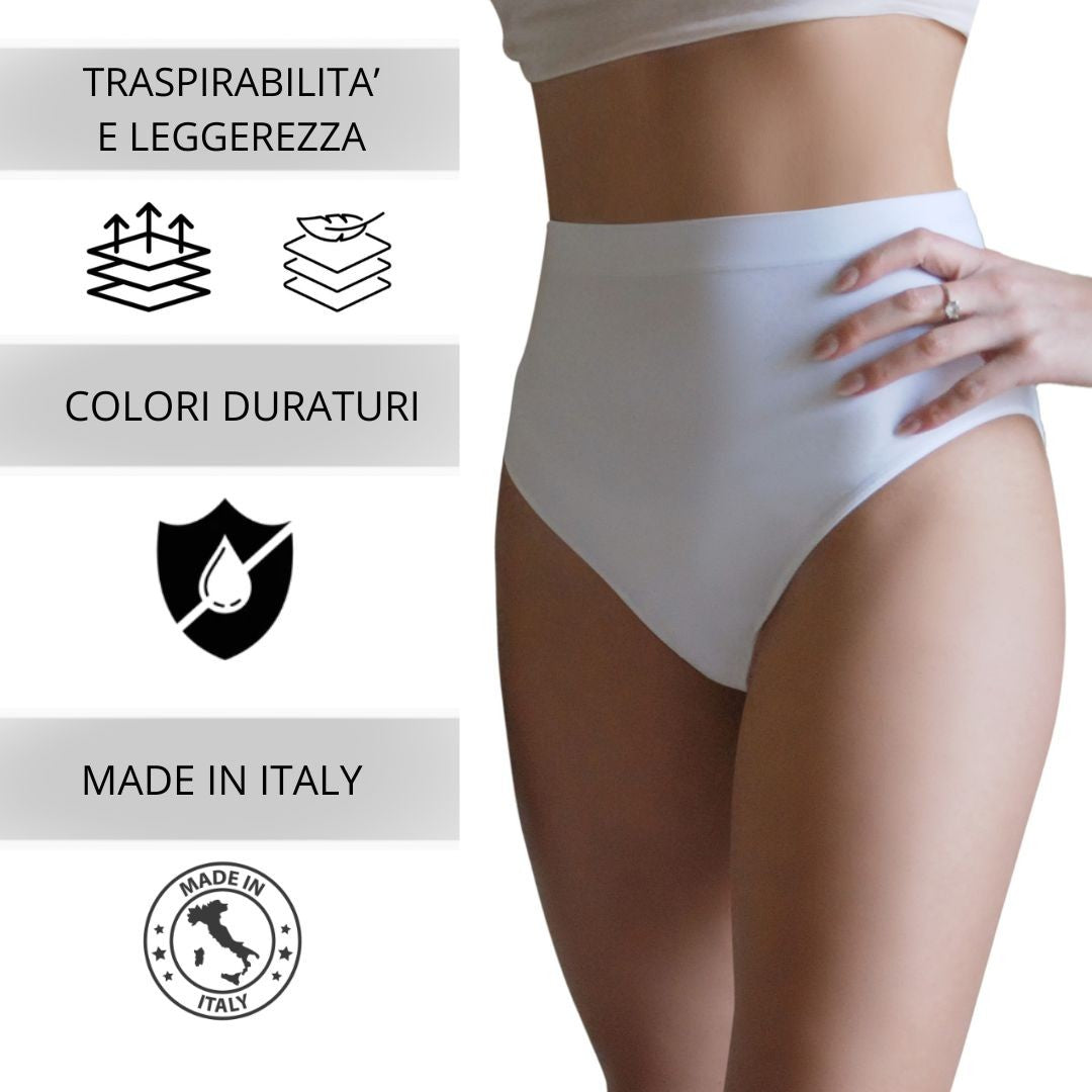 3 pz Slip Vita Alta da Donna in Microfibra, colore bianco