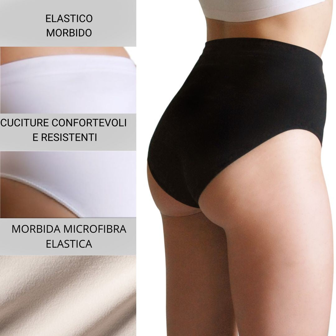 3 pz Slip Vita Alta da Donna in Microfibra, colore Nero