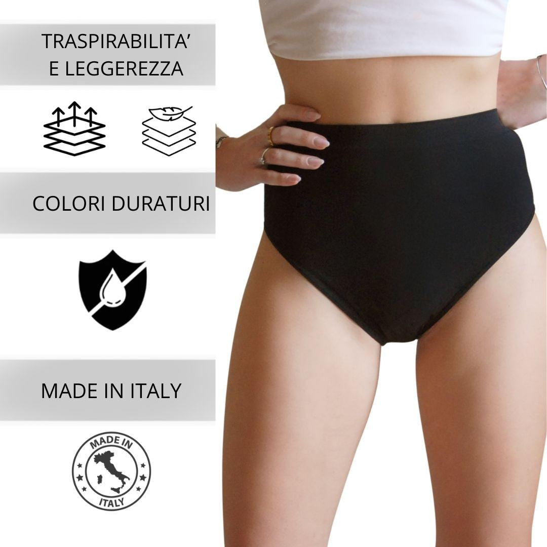 3 pz Slip Vita Alta da Donna in Microfibra, colore Nero