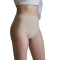 3 pz Slip Vita Alta da Donna in Microfibra, colore Nudo