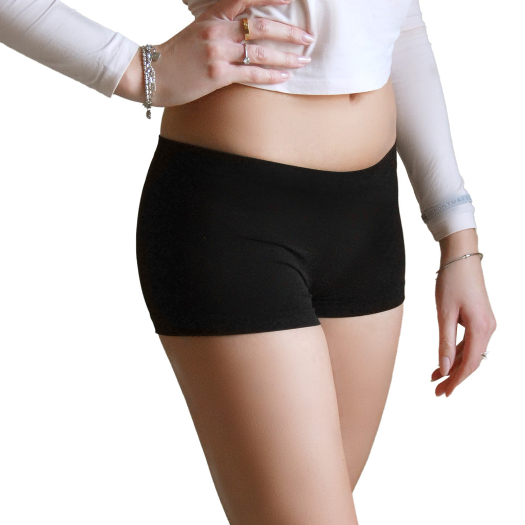 3 pz Shorty, Boxer da Donna in Microfibra, colore bianco, nero e nudo