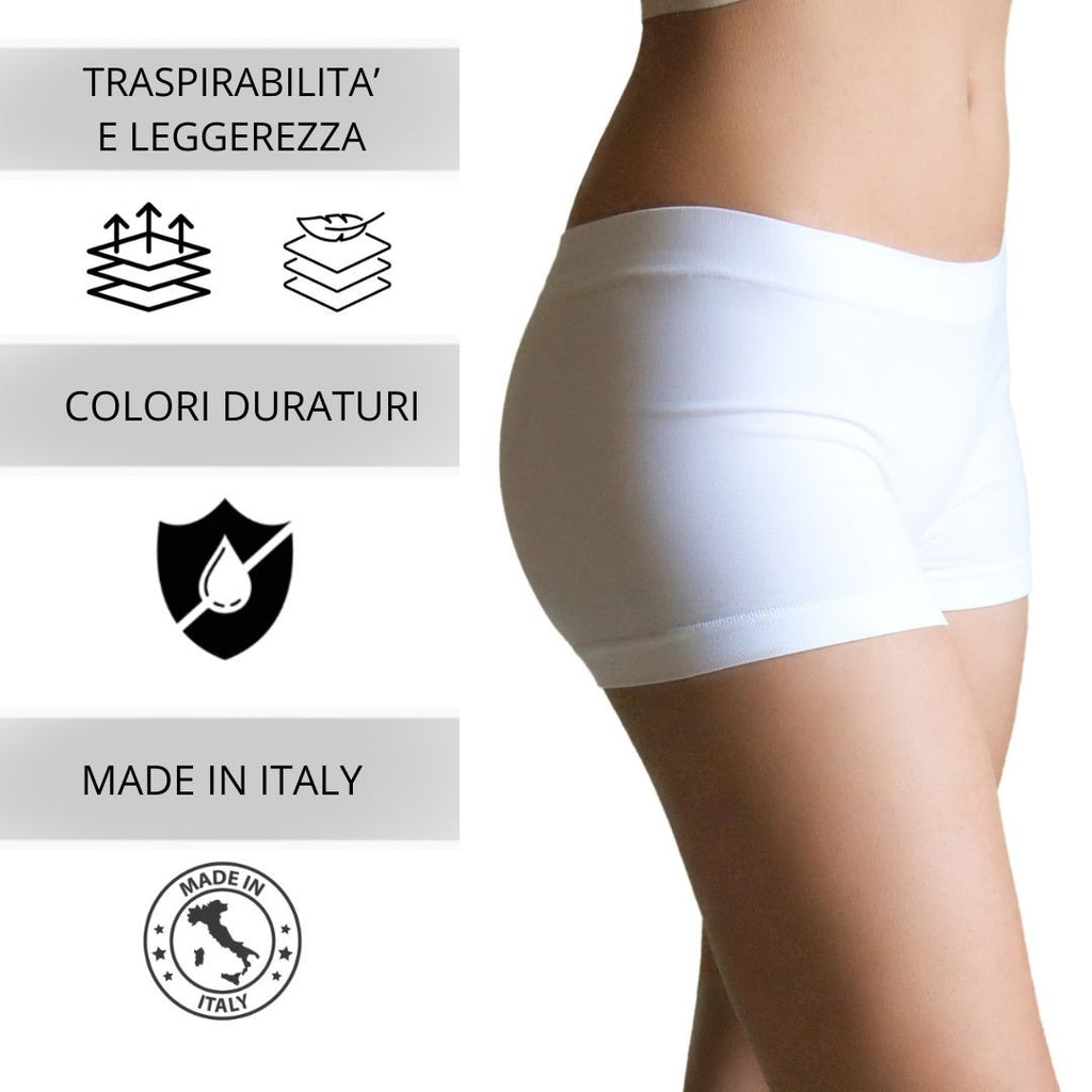 3 pz Shorty, Boxer da Donna in Microfibra, colore bianco