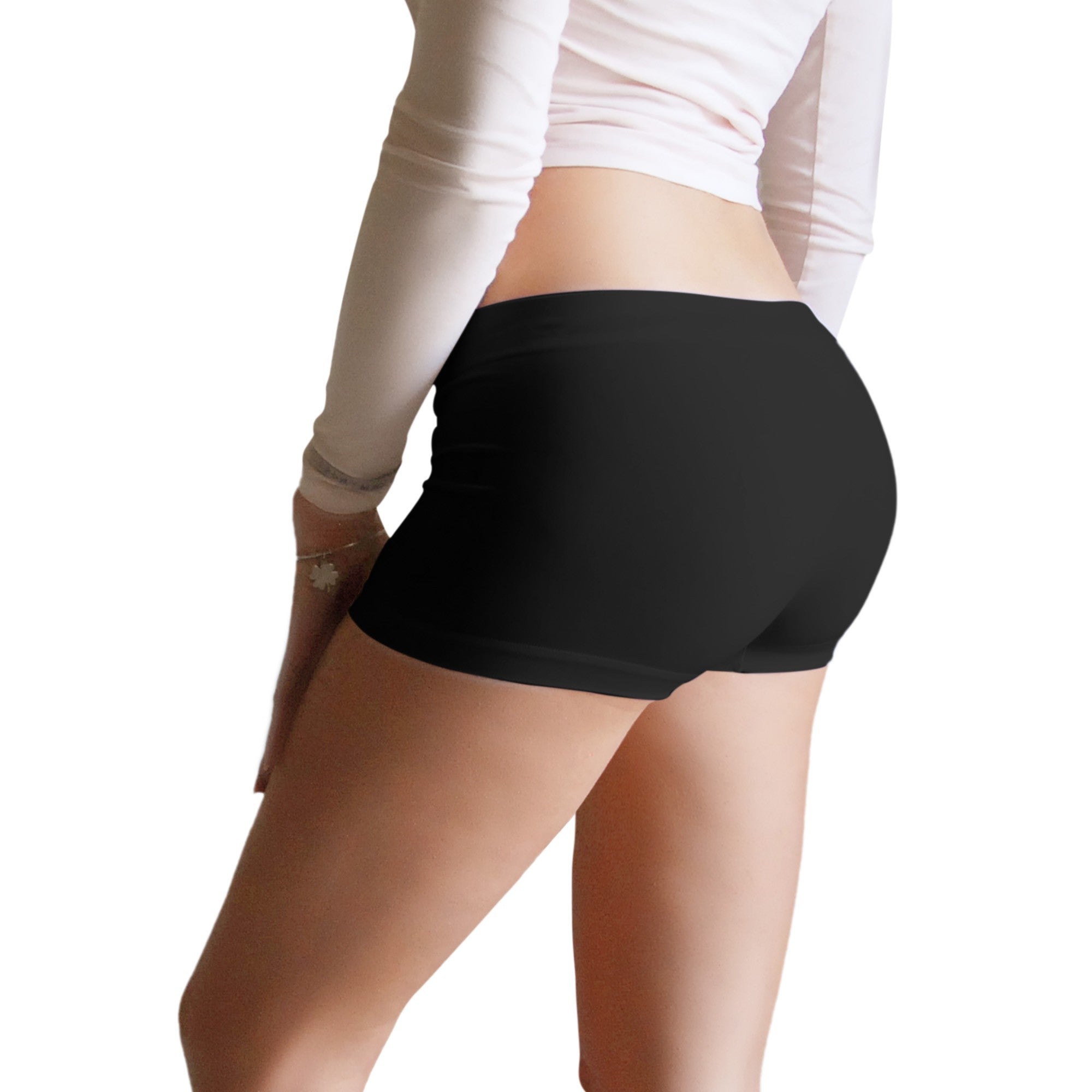 3 pz Shorty, Boxer da Donna in Microfibra, colore nero