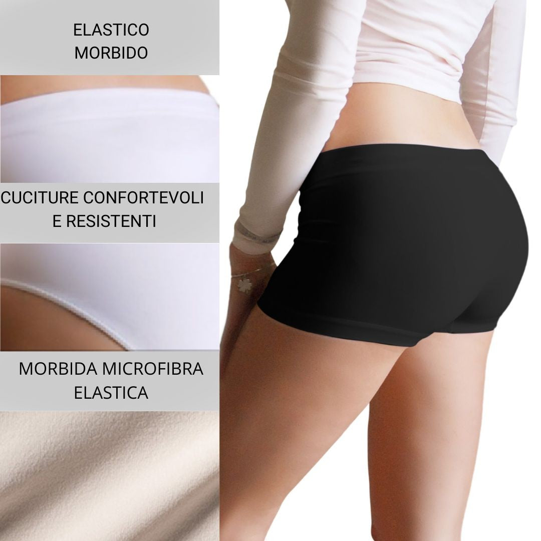 3 pz Shorty, Boxer da Donna in Microfibra, colore nero
