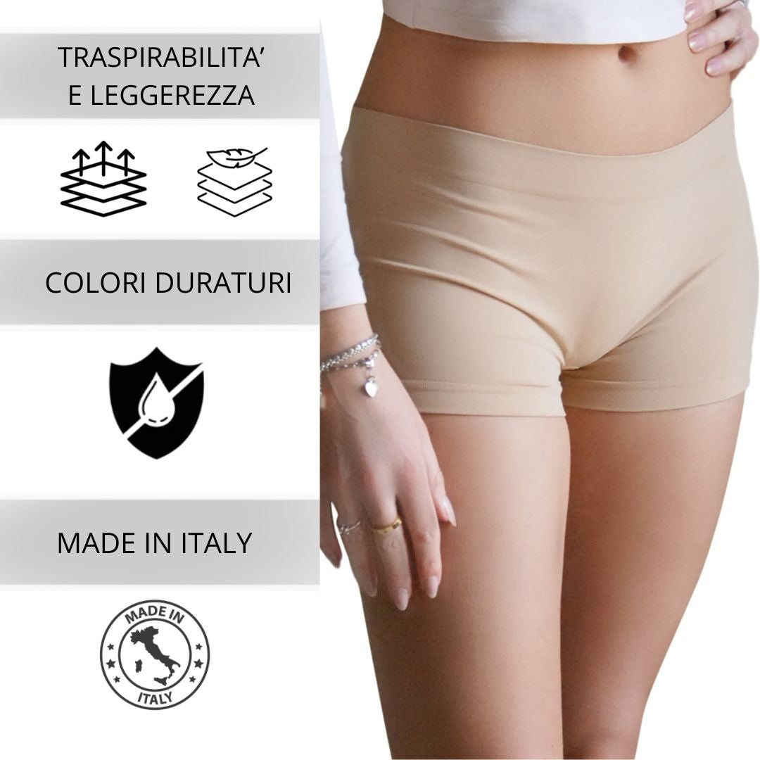 3 pz Shorty, Boxer da Donna in Microfibra, colore nudo