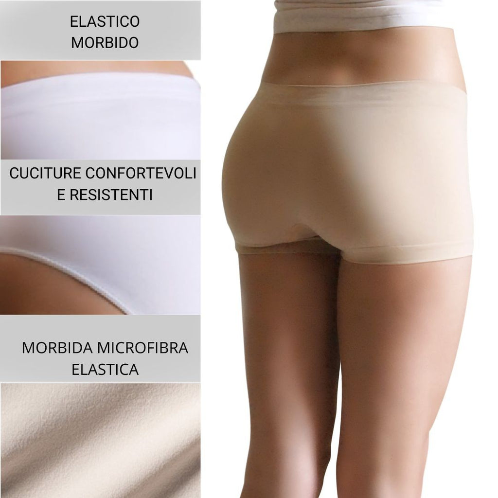3 pz Shorty, Boxer da Donna in Microfibra, colore nudo