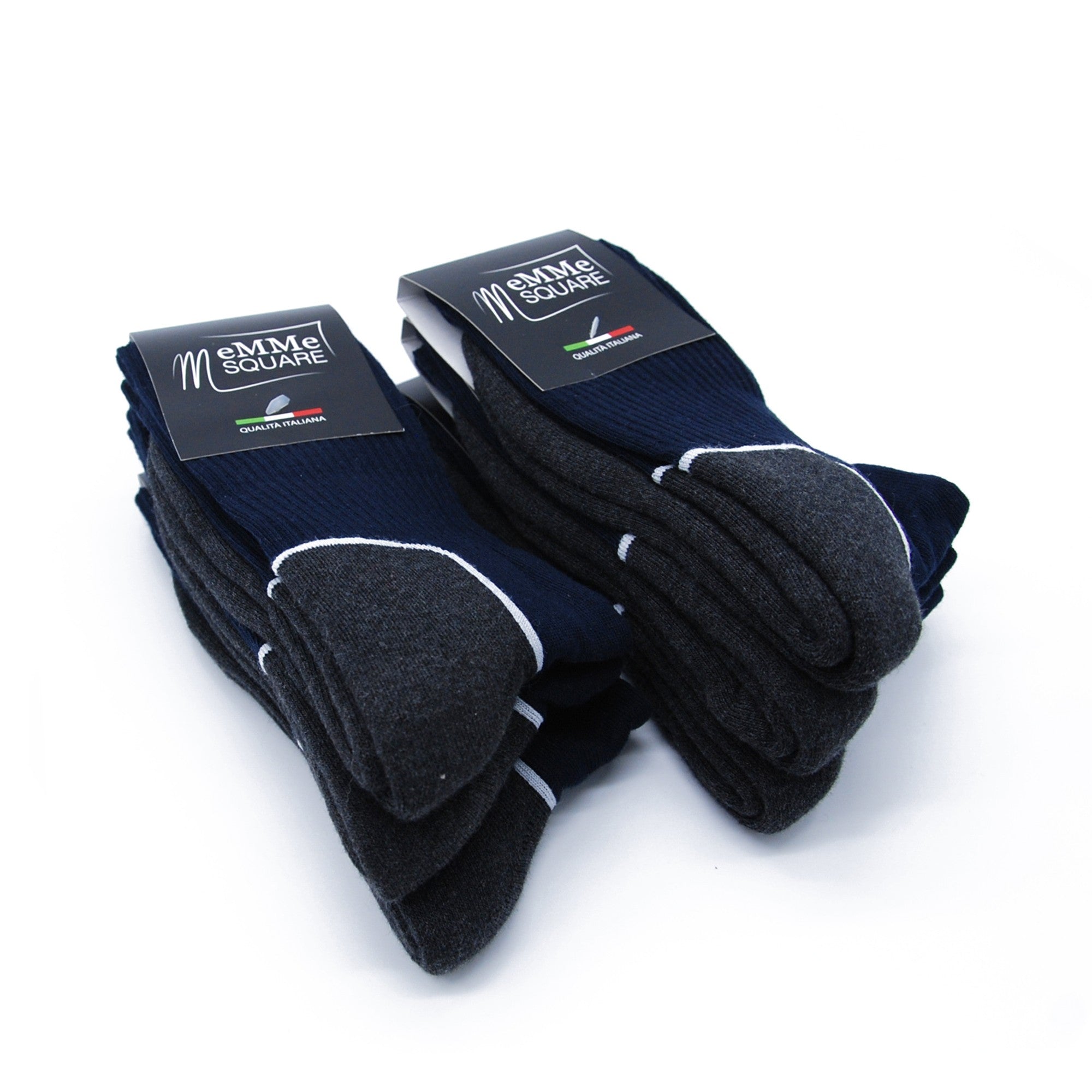 6 Paia di Calzini tecnici in cotone, modello al polpaccio, con rinforzo di spugna su tutta la pianta del piede