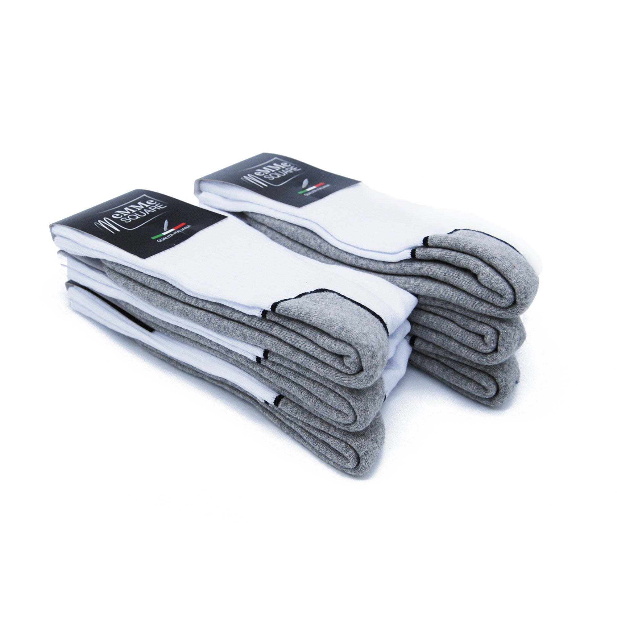 6 Paia di Calzini tecnici in cotone, modello al polpaccio, con rinforzo di spugna su tutta la pianta del piede