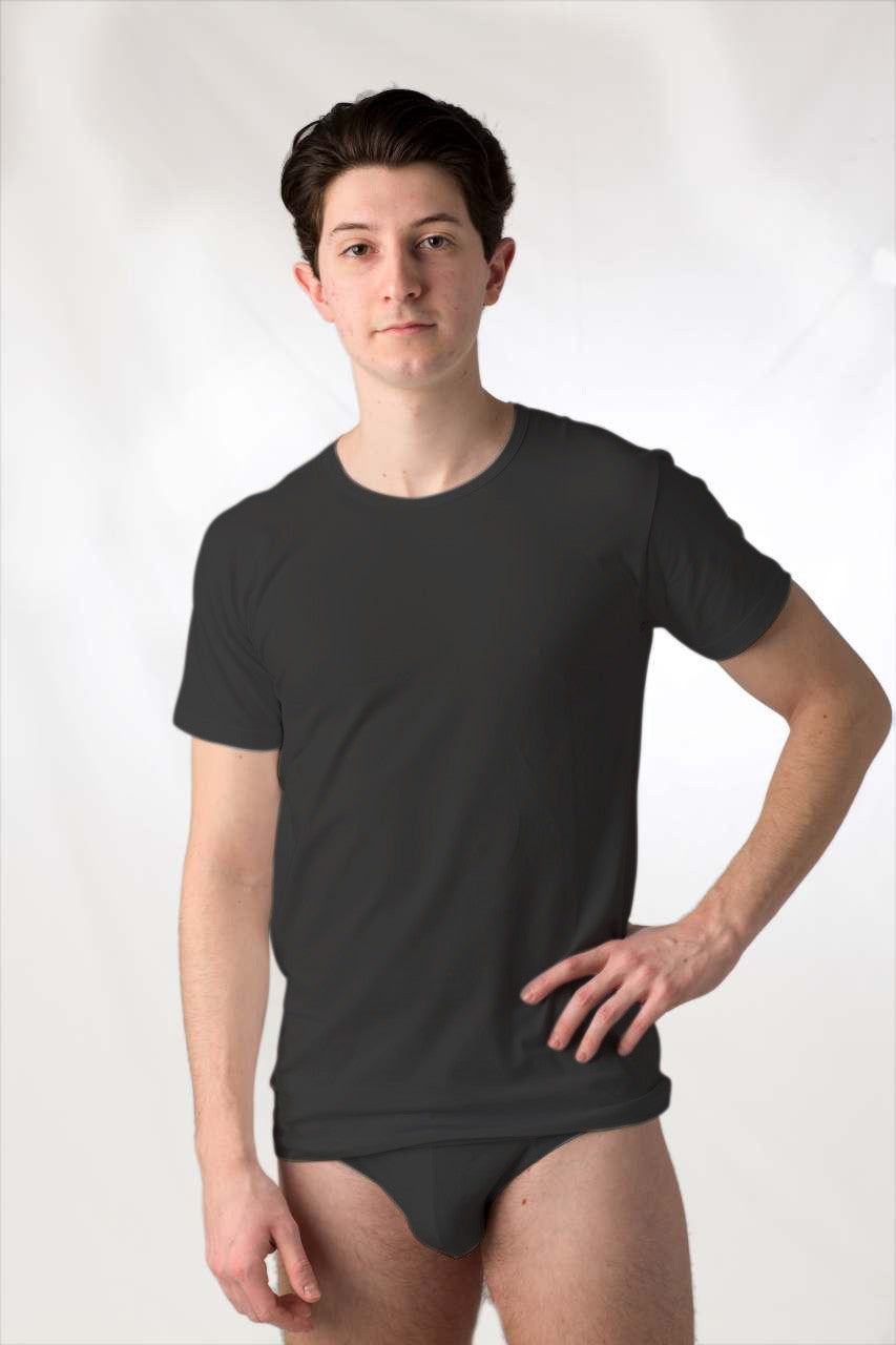 2 Maglie a manica corta da uomo, modello a girocollo in cotone Interlock / caldo cotone