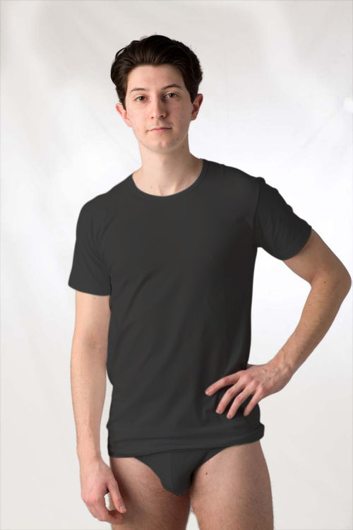2 Maglie a manica corta da uomo, modello a girocollo in cotone Interlock / caldo cotone