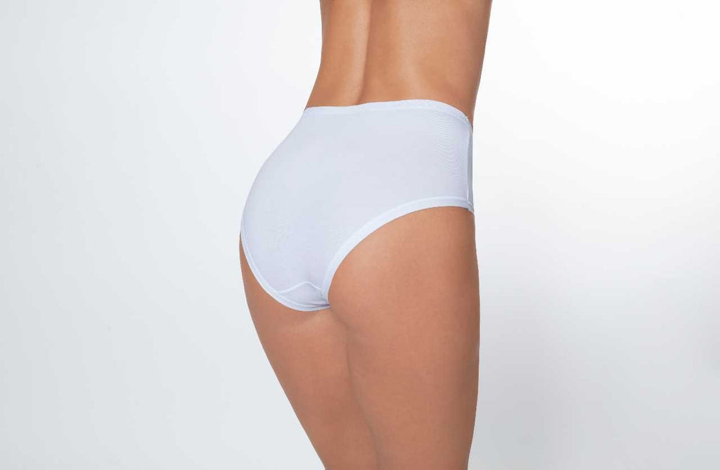 3 Slip donna midi a vita alta in cotone elasticizzato, disponibili in vari colori